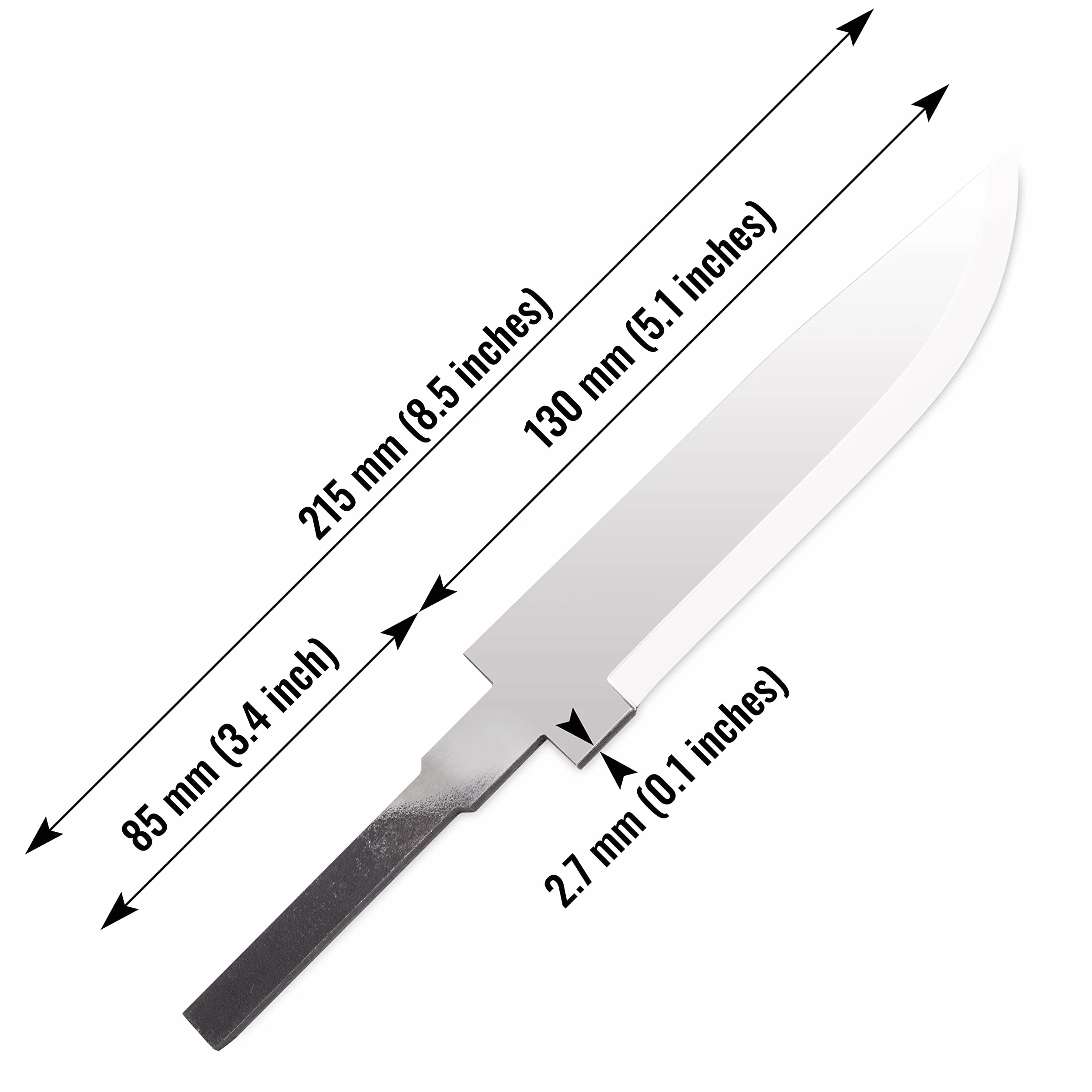BPS Knives Blank 06 - Pusta klinga do tworzenia noży - Ostrze ze stali węglowej o długości 12 cm - Skandynawska pusta klinga do noży Scandi Grind - Ostrza do tworzenia noży.