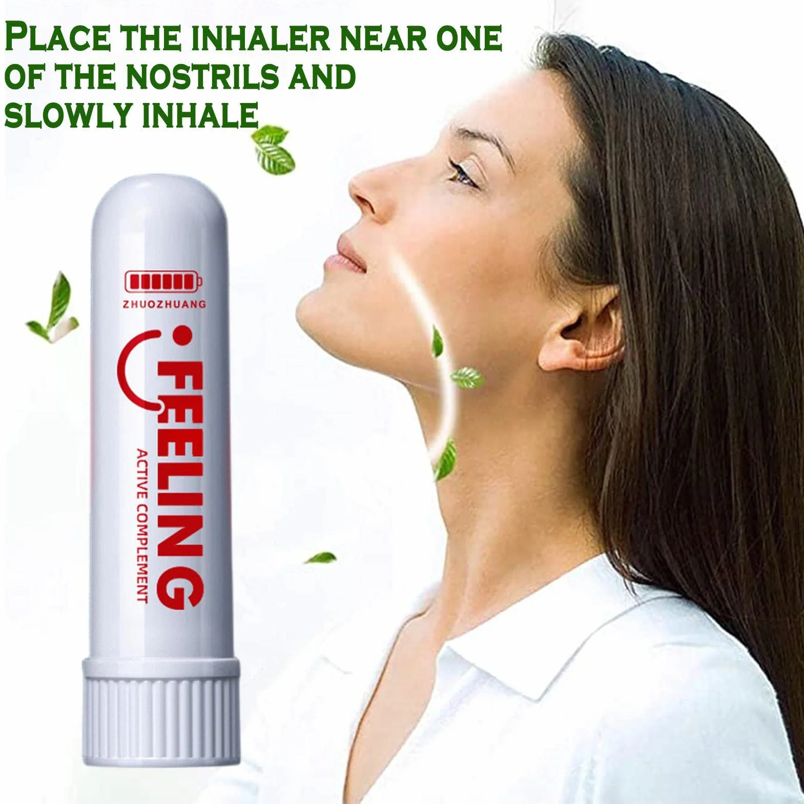 Generisch Inhalator do nosa z miętą do nosa, redukcja stresu, aromaterapia, inhalator do nosa – 1,8 ml inhalator do nosa do odświeżenia umysłu, eliminuje senność, zwiększa koncentrację