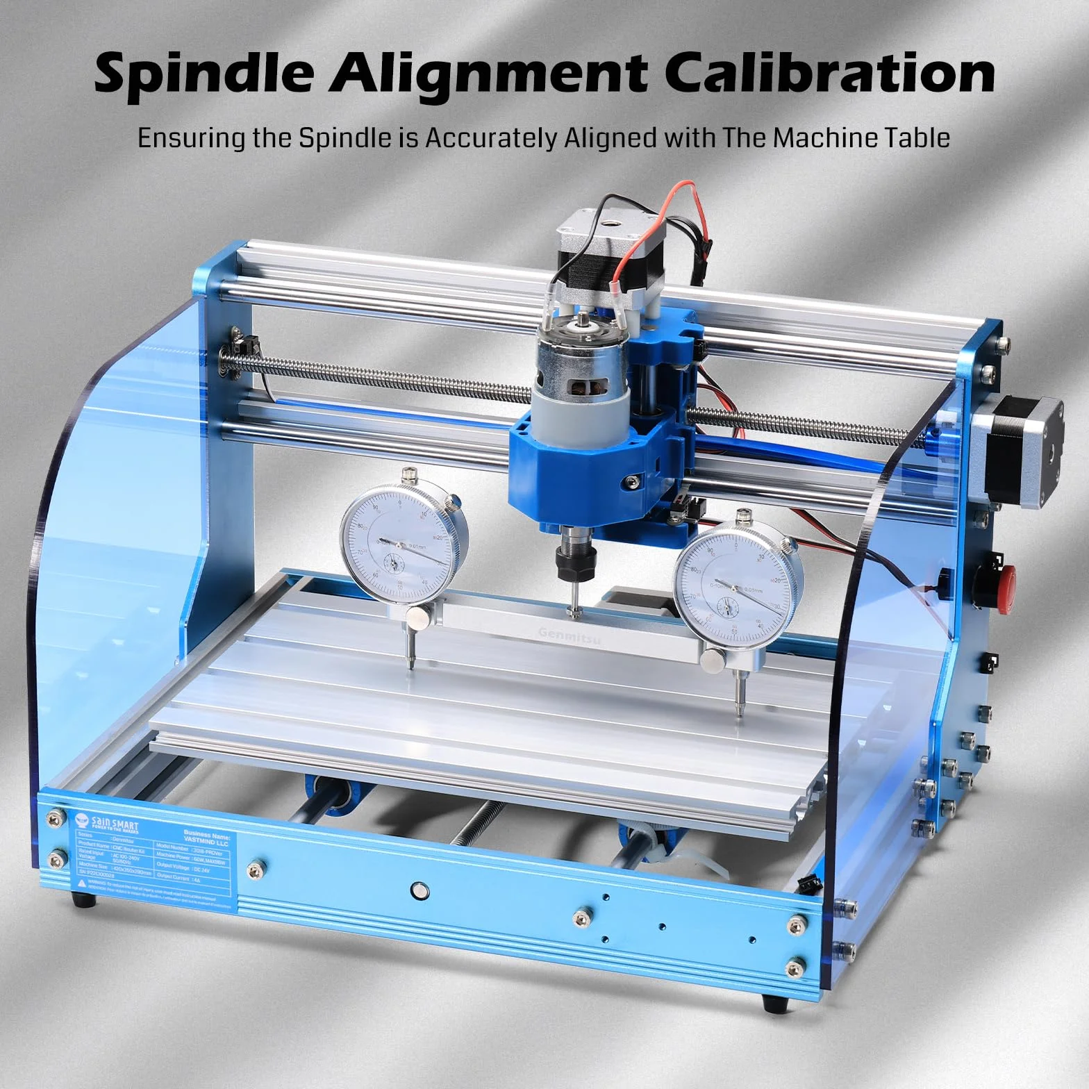 Genmitsu Frezarka CNC Tramming Tool Pro System kalibracji z chwytem 1/5.1 cm, 1/10.2 cm, chwytem 1/20.3 cm i precyzyjnymi wskaźnikami 0.0 cm, idealna do kwadratu, poziomowania i kalibracji maszyn