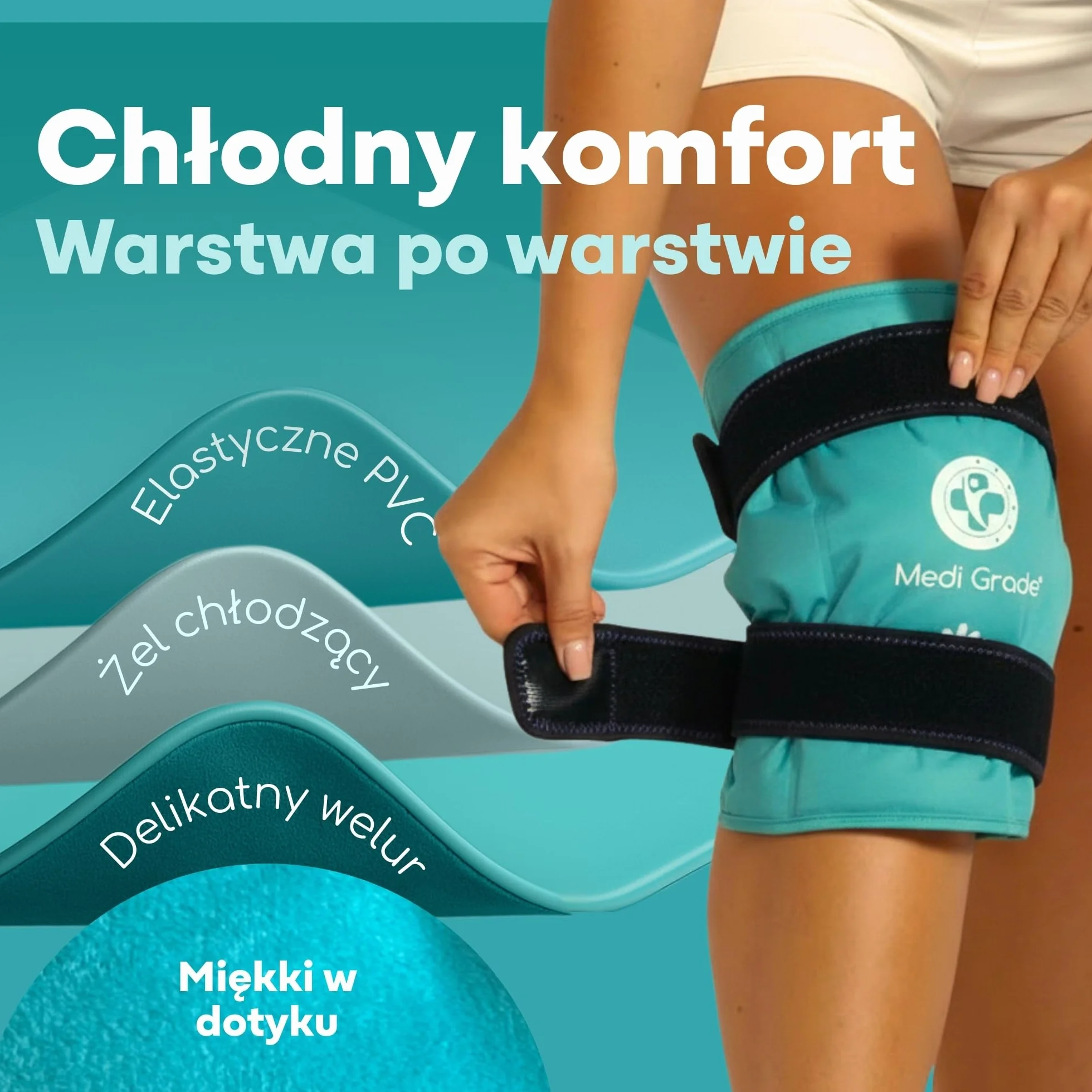 Medi Grade Kompres Żelowy Chłodzący Na Kolano – Dwuwarstwowy Okład Chłodzący z Pokrowcem – Wielorazowy