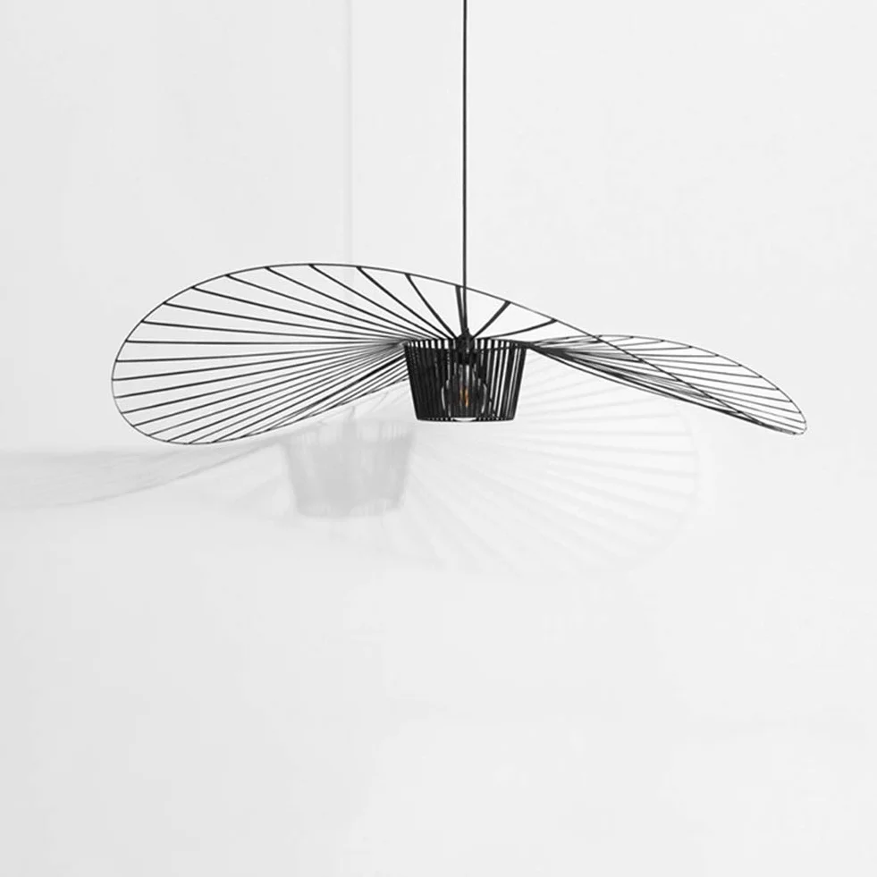 YUNDING Lampa Vintage, lampa wisząca do salonu, LED Vertigo, regulacja wysokości światła, włókno szklane/poliuretanowe, oświetlenie E27, żyrandol do restauracji, Klosz, (Czarny, 80 cm)
