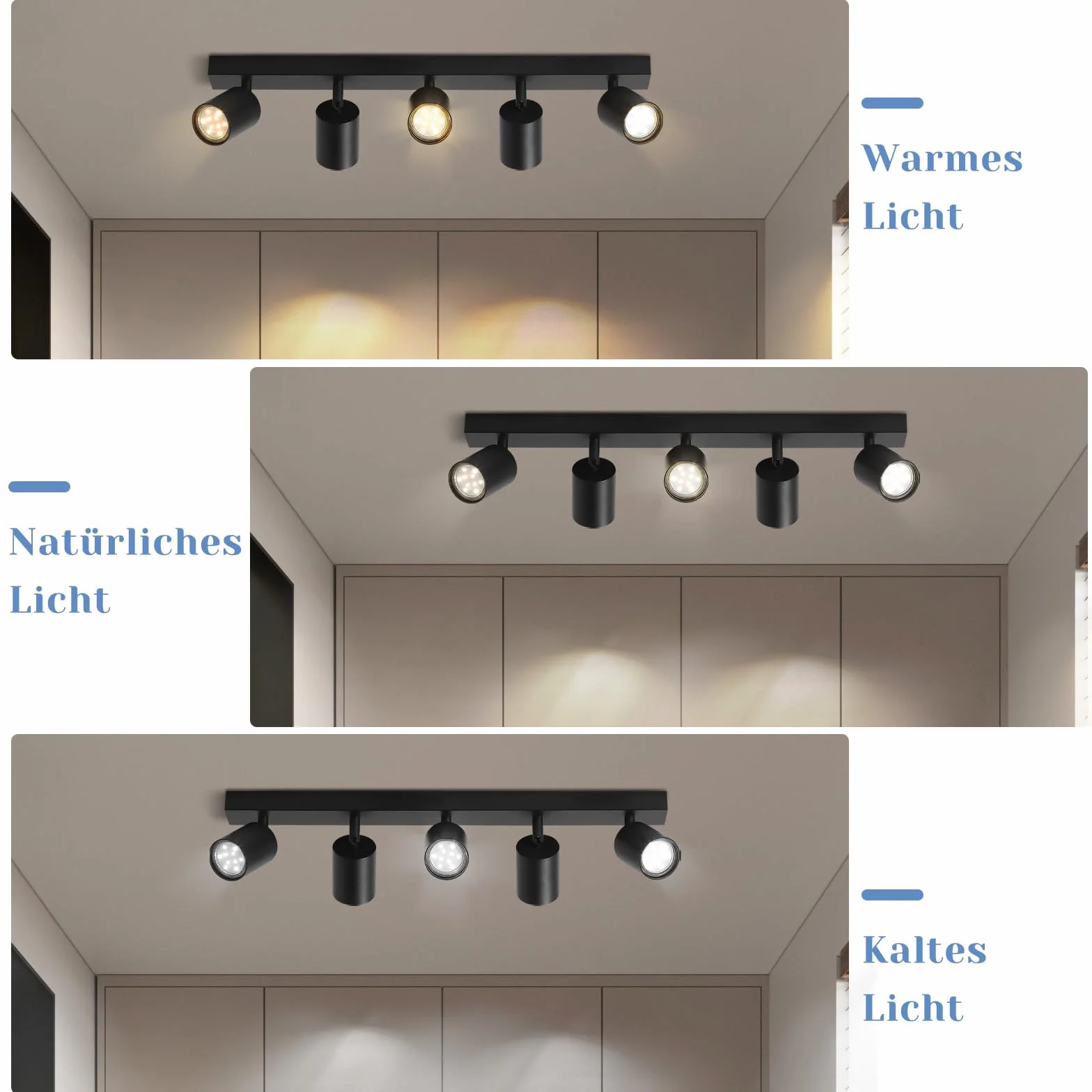 Lampa Sufitowa LED GU10 Obrotowa Czarny 5 Płomień Reflektor