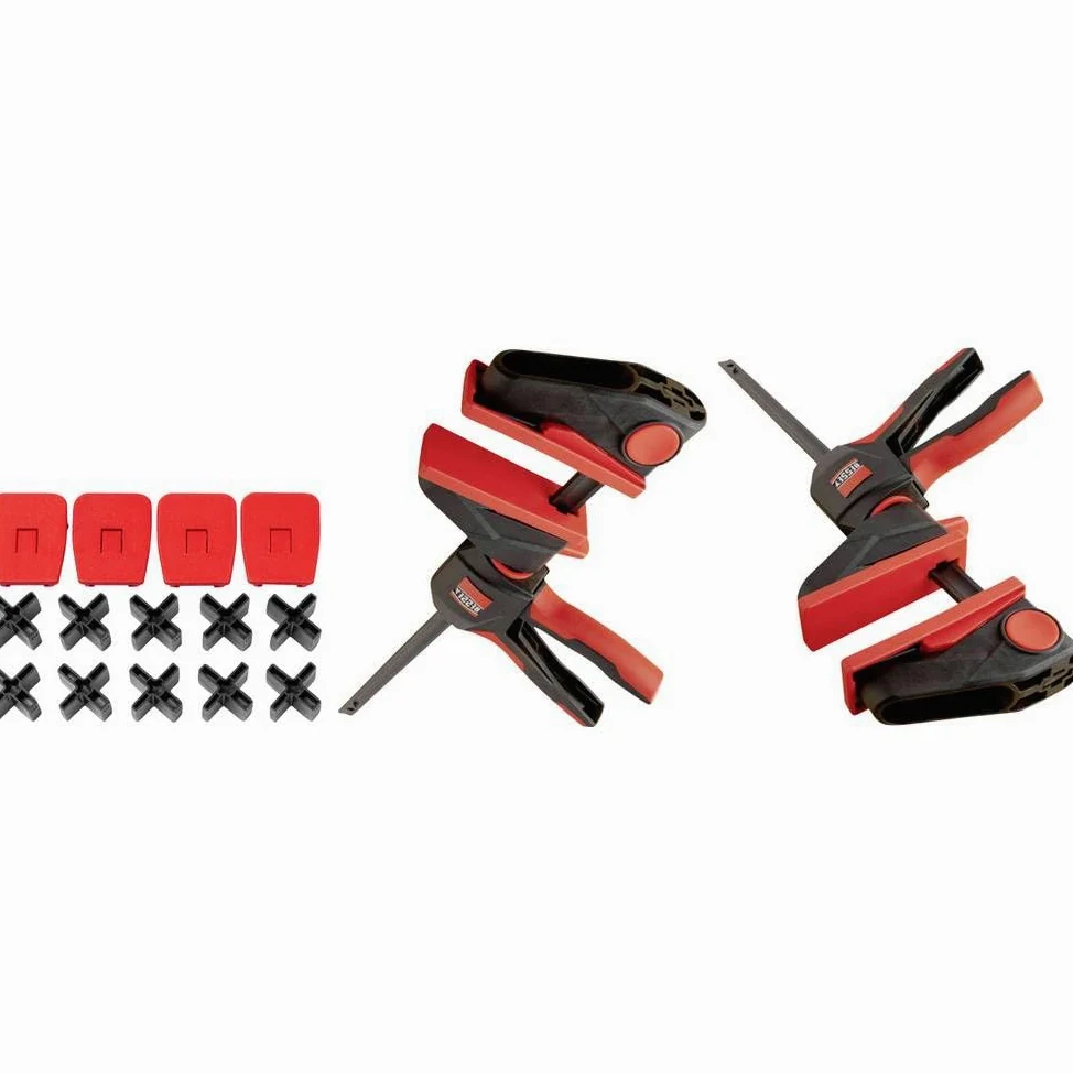 BESSEY EZ360TD-SET zestaw desek tarasowych, 2 x EZ360-45 + 1 x EZ-TD, zestaw promocyjny z podwójnym pakietem zacisków jednoręcznych i 14-częściowym zestawem montażowym do desek tarasowych, waga 2,19