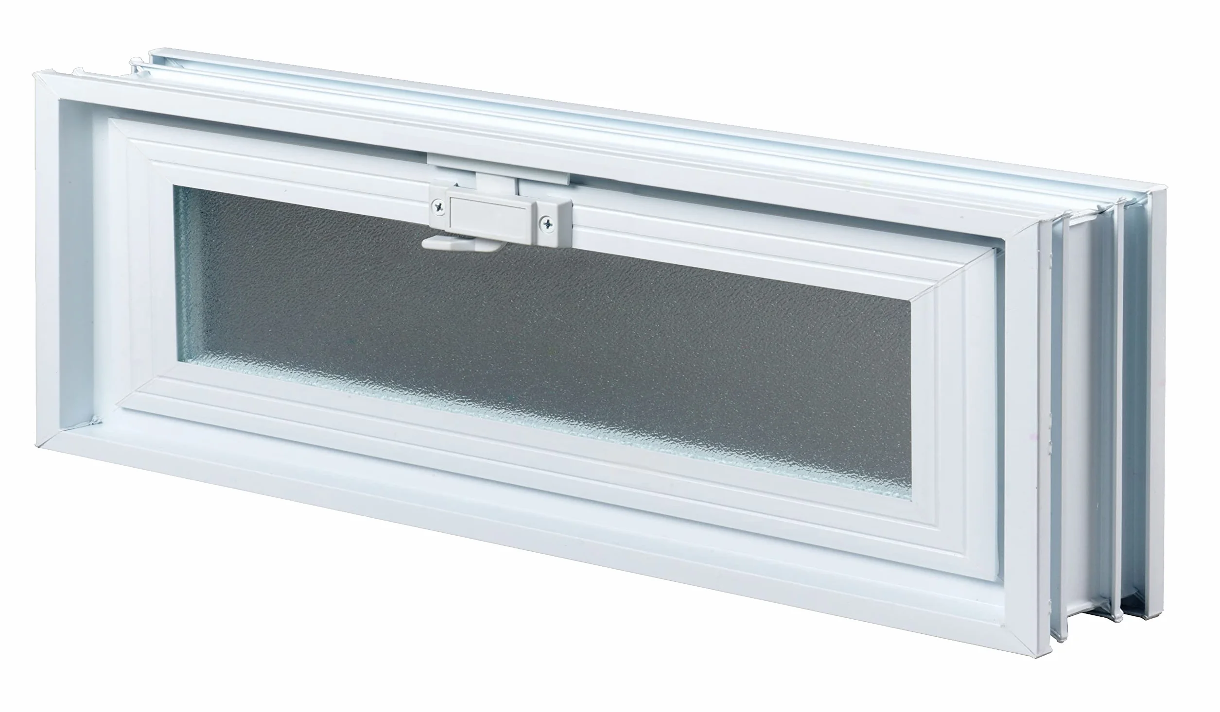 Fuchs Design Okno wentylacyjne (579x189x80 mm) białe zamiast 3 pustaków szklanych o wymiarach 19x19x8 cm - z moskitierą