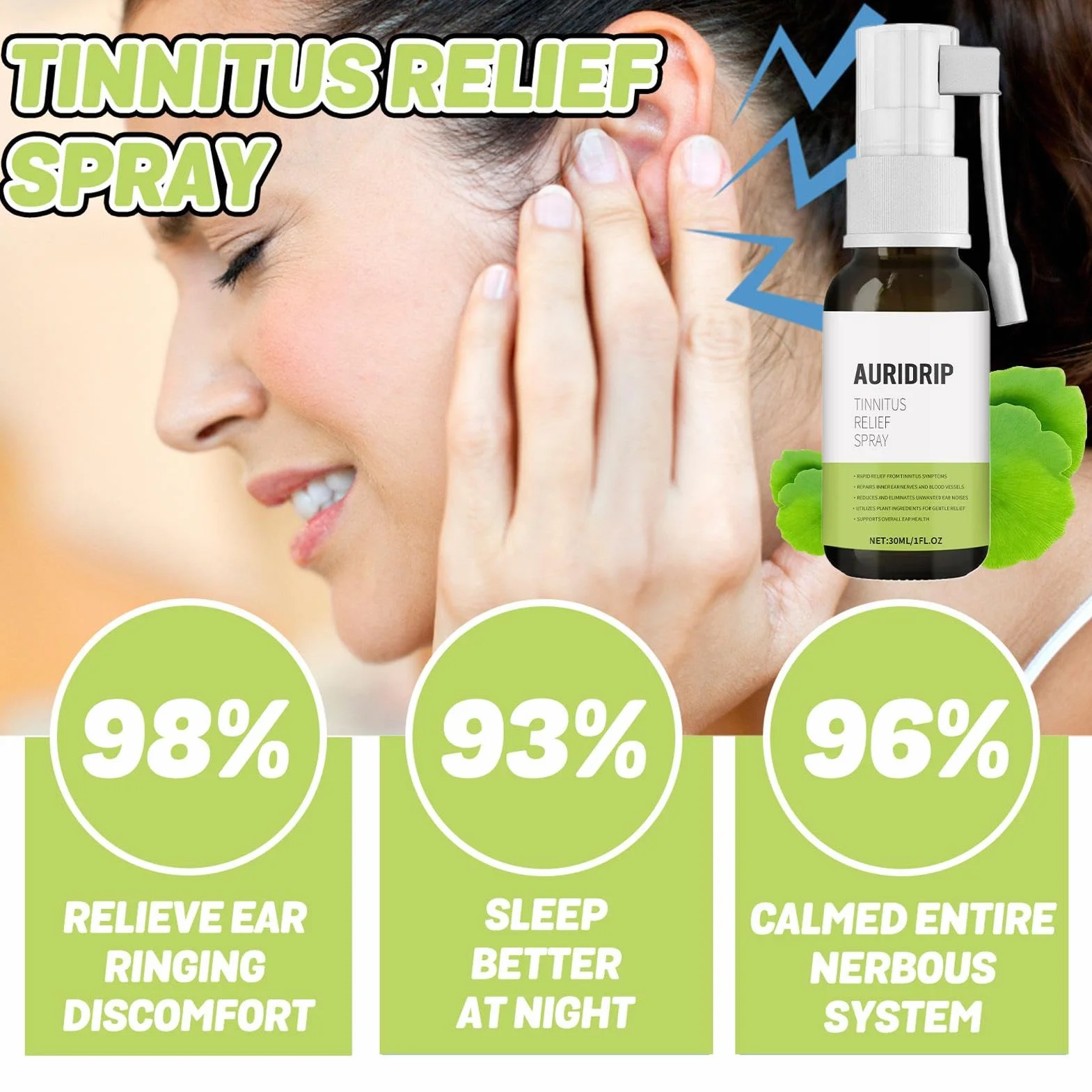 Brianelle Auridrip Spray 30 ml na szumy uszne, naturalny płyn do uszu