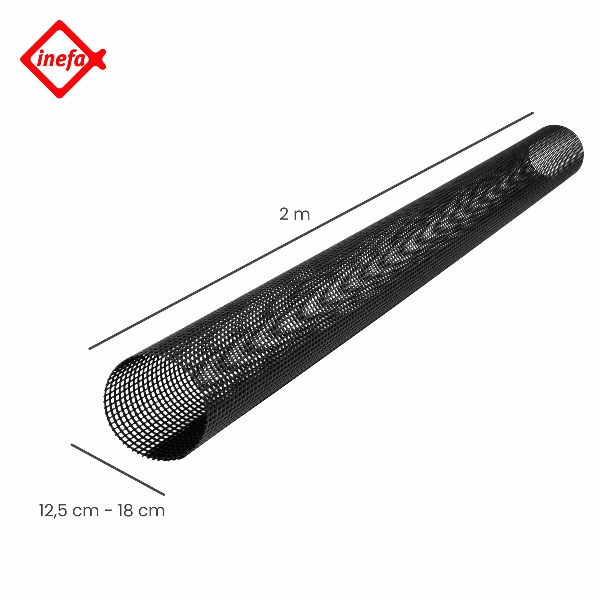 INEFA 10x kratka przeciw liściom do rynny, PVC 125–180 mm, 2 m, czarna, osłona rynny, wyprodukowana w Niemczech