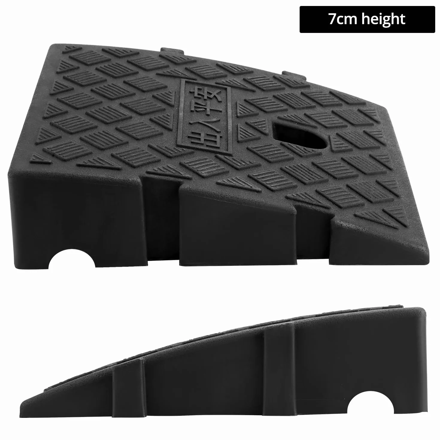QWORK® 2 szt. plastikowe rampy krawężnikowe, rampy progowe, do wózków inwalidzkich, motocykla, 25 x 27 x 7 cm