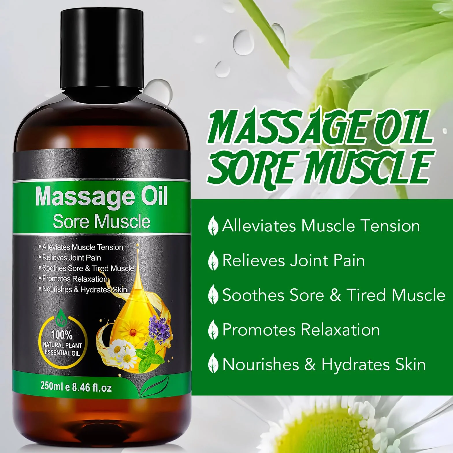 Olejki do masażu 250ML Olej do masażu na ból mięśni, rozgrzewanie, relaks - olej do masażu sportowego