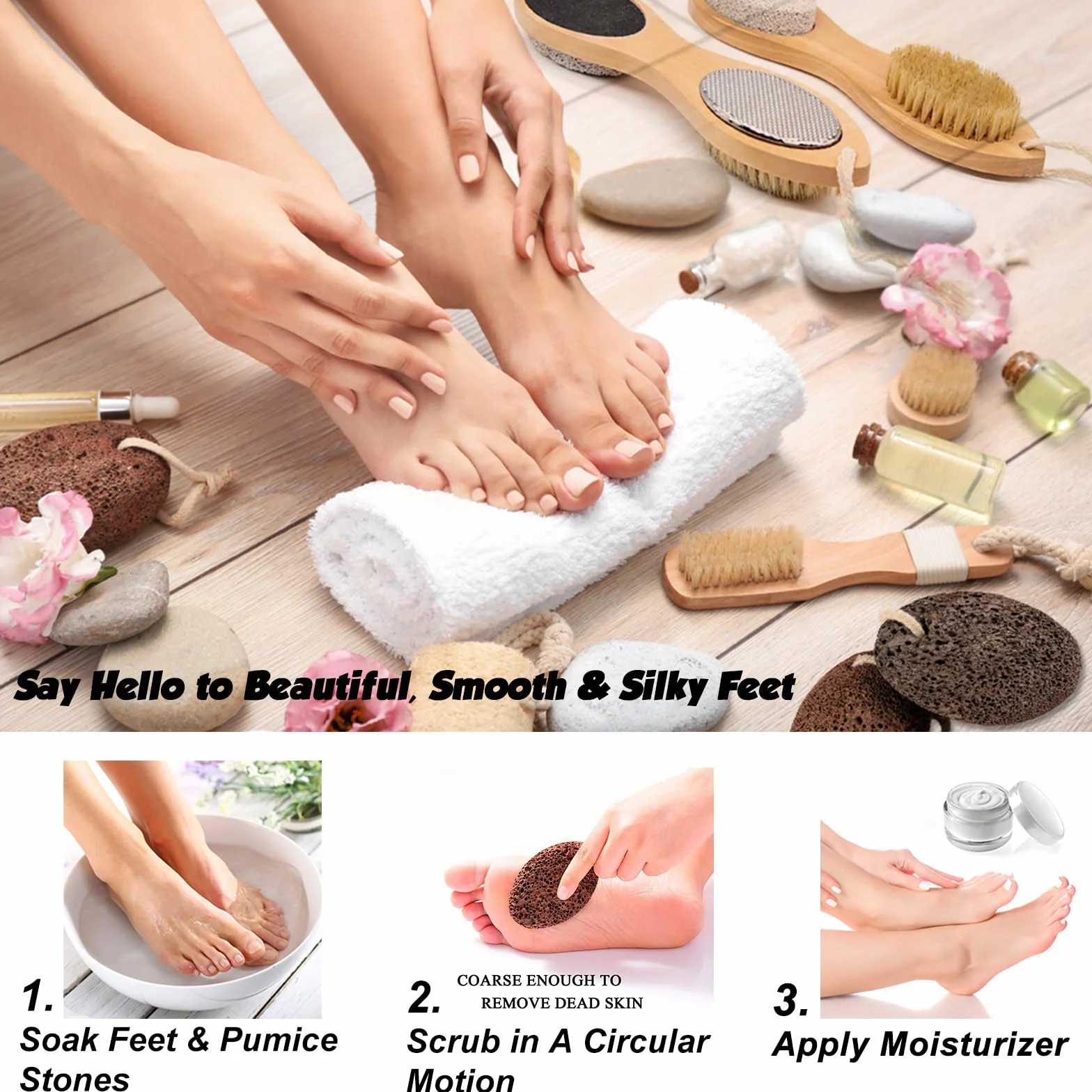 PHOGARY Naturalny kamień pumeksowy do stóp - Wulkaniczny pumeks do pedicure - Czarny