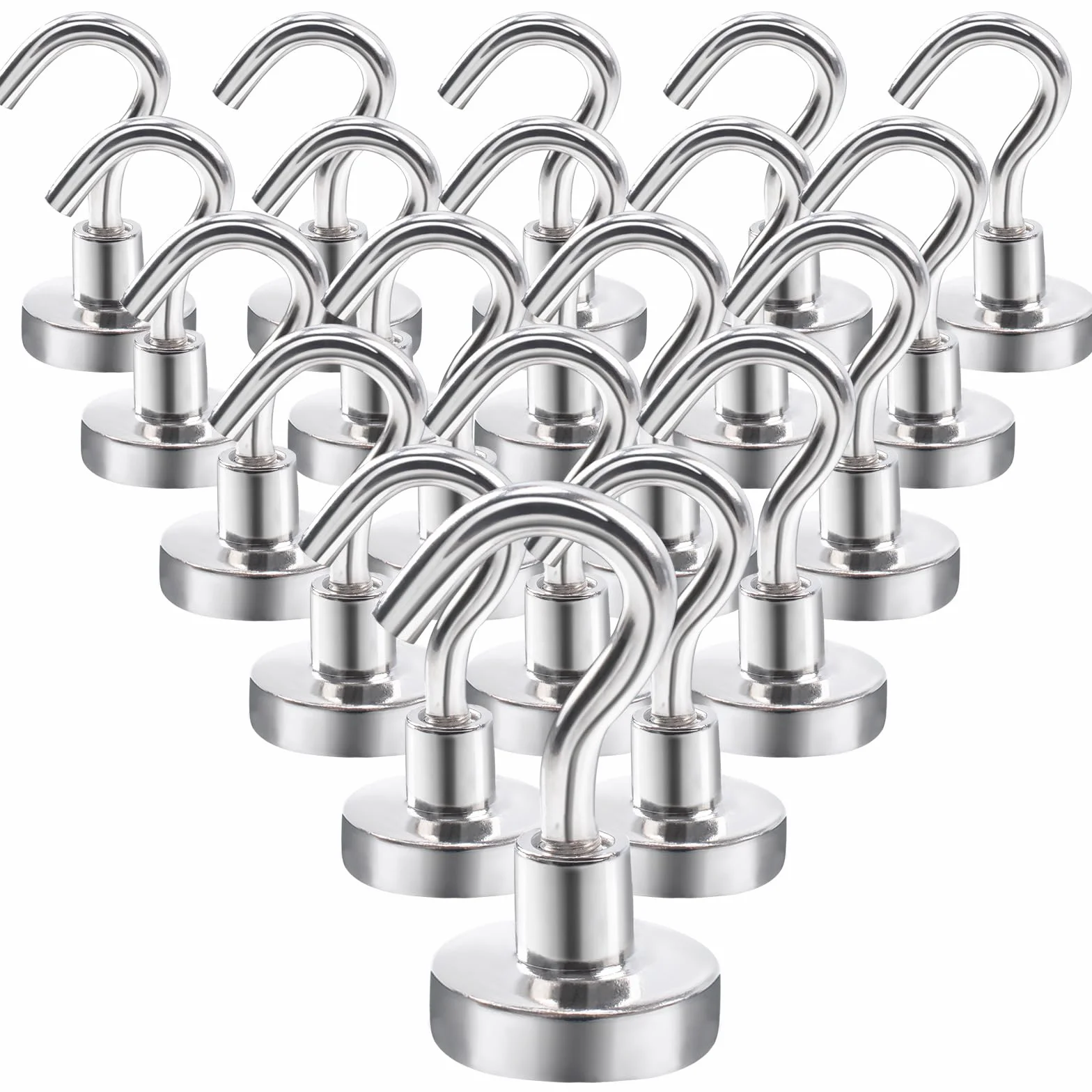 20 Sztuk Haczyki magnetyczne 10 kg silne magnesy z haczykami magnetyczne haczyki neodymowe do zawieszenia akcesoria kuchenne kemping 16 mm kolor srebrny