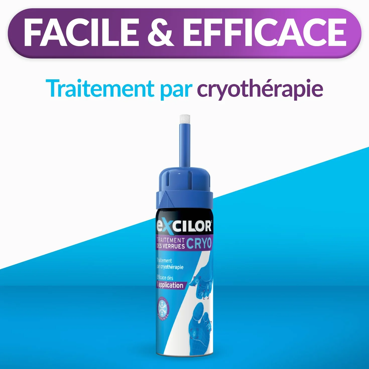 EXCILOR - VERRUXIT - Cryo Leczenie brodawek - Krioterapia zamrażająca brodawki do nasady - Dłonie i stopy - 50 ml