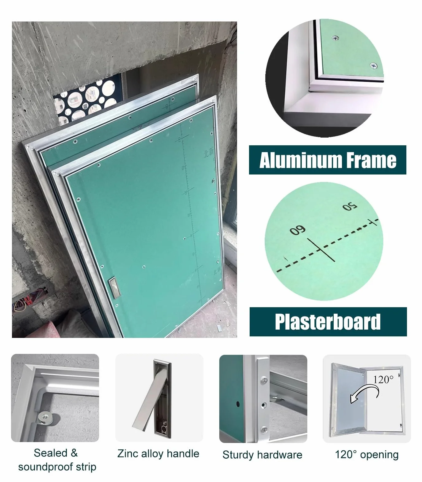 Panel dostępu do płyt gipsowo-kartonowych Concea drzwi inspekcyjnych do malowania drzwi naprawczych do instalacji wodno-kanalizacyjnych i elektrycznych (45 x 55 cm) trwały i łatwy montaż