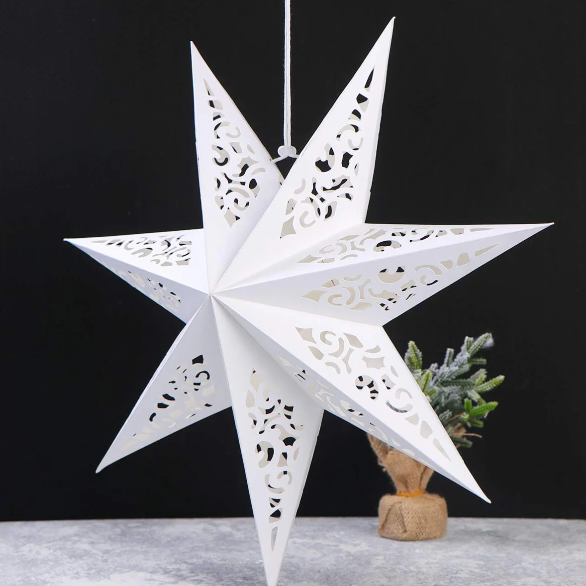 CLISPEED Papierowa latarnia z motywem gwiazd, 45 cm, wisząca, na Boże Narodzenie, papierowa gwiazda 3D, wisząca dekoracja, papierowe lampiony na wesele, Boże Narodzenie, jako dekoracja