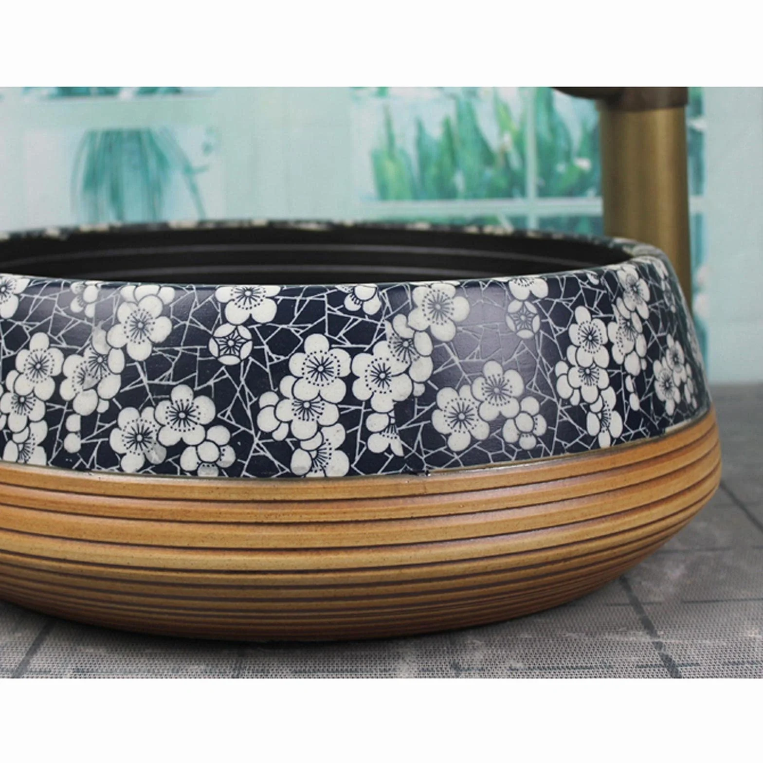 Umywalka Łazienkowa Okrągła Umywalka Nablatowa Porcelanowa Ceramiczna Umywalka Nablatowa Umywalka Artystyczna Umywalka Łazienkowa