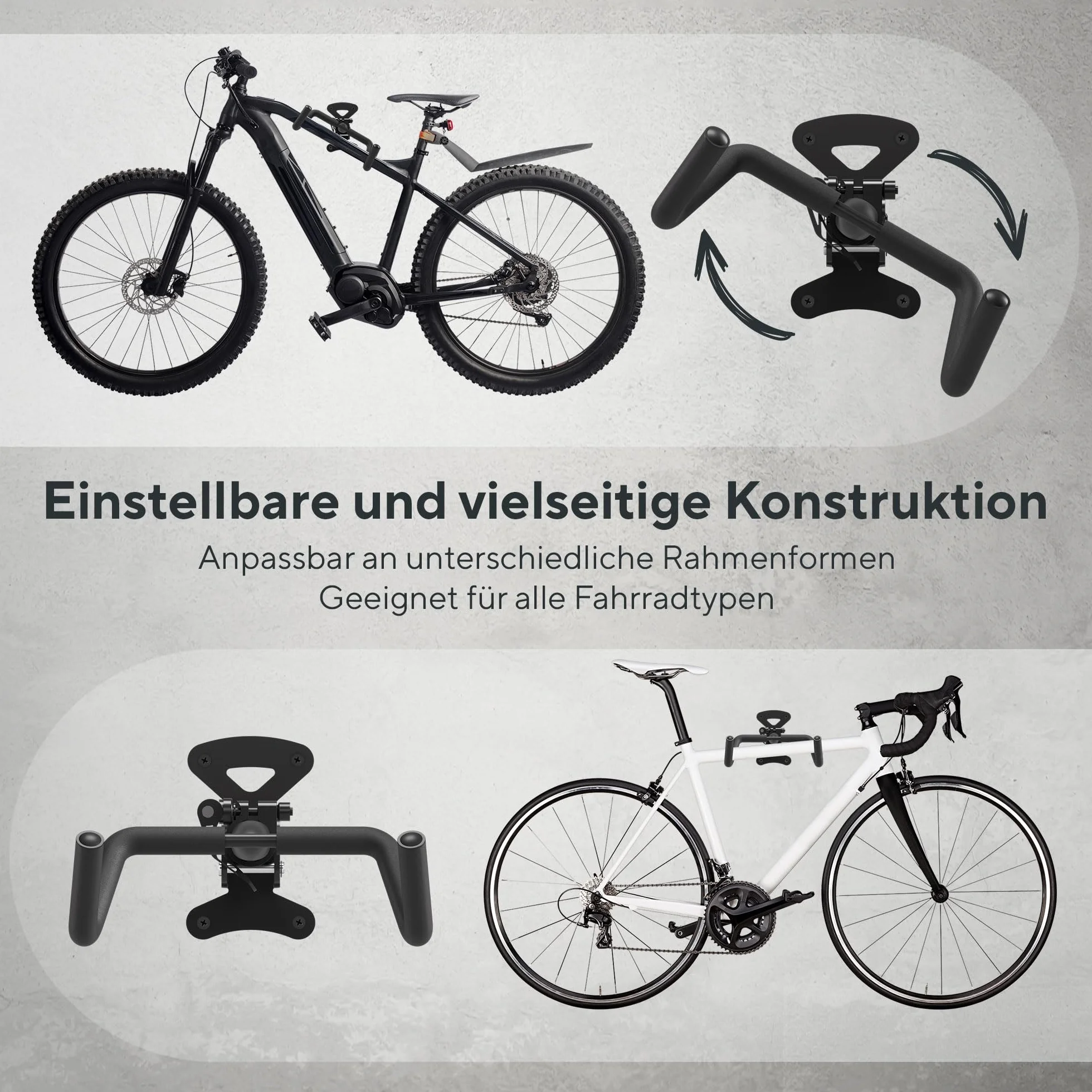 Uchwyt Rowerowy na Ścianę Poziomy Składany – Wieszak na Rower do E-Bike, MTB, Gravel i Roweru Szosowego do 25 kg | Stojak do Garażu, Piwnicy i Mieszkania