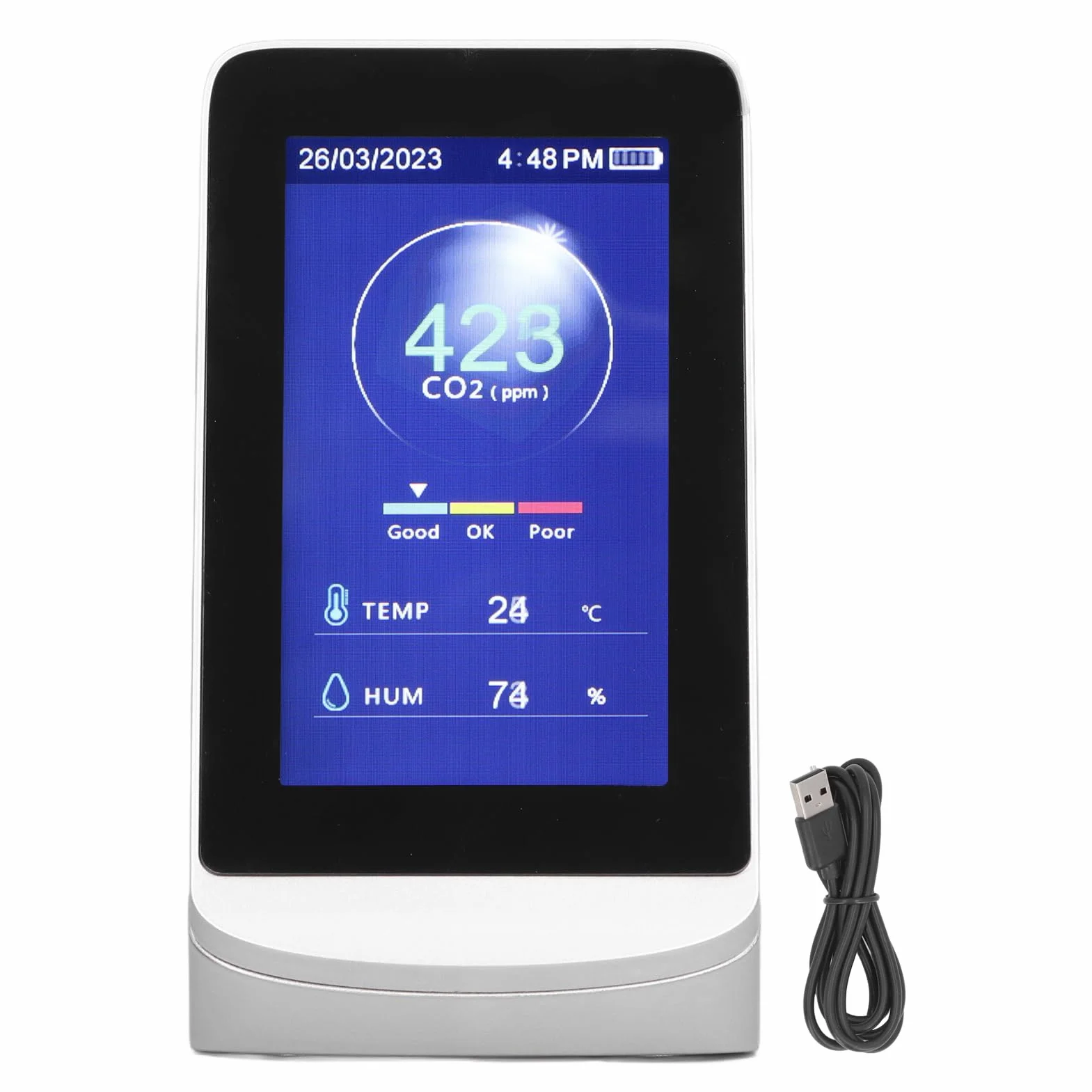 Monitor Jakości Powietrza CO2 Detektor Dwutlenku Węgla Miernik CO2 Temperatury Wilgotności Tester