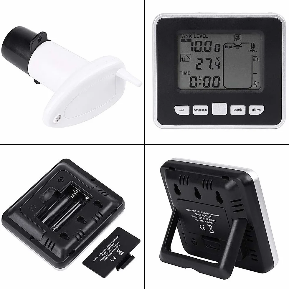 Yosoo Health Gear Czujnik poziomu wody ultradźwiękowy miernik poziomu płynu, miernik poziomu cieczy z wyświetlaczem LCD