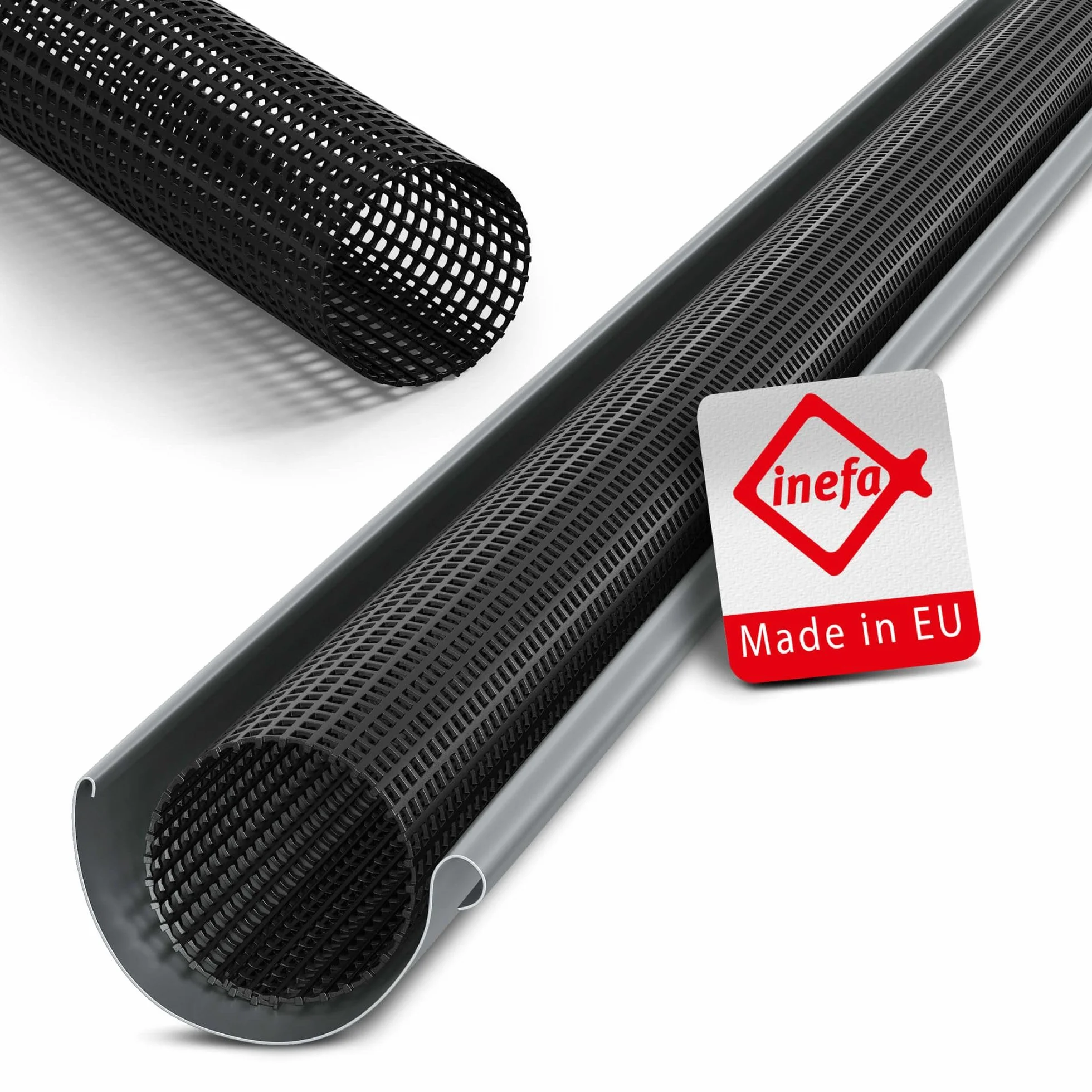 INEFA 10x kratka przeciw liściom do rynny, PVC 125–180 mm, 2 m, czarna, osłona rynny, wyprodukowana w Niemczech