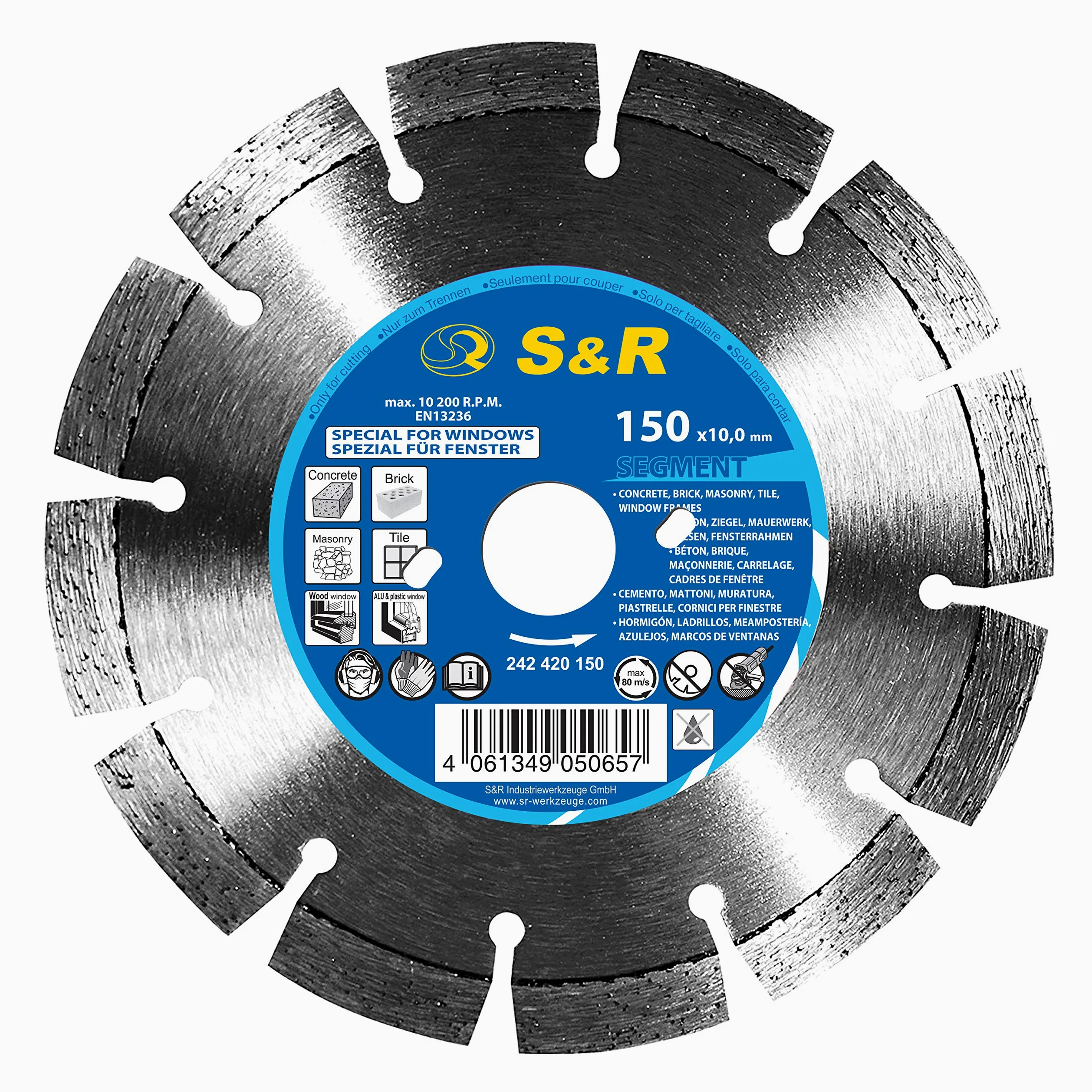 S&R Diamentowa tarcza tnąca 150 mm, segment, do renowacji okno, aluminiowych, drewnianych, plastikowych, betonu, cegły, płytek