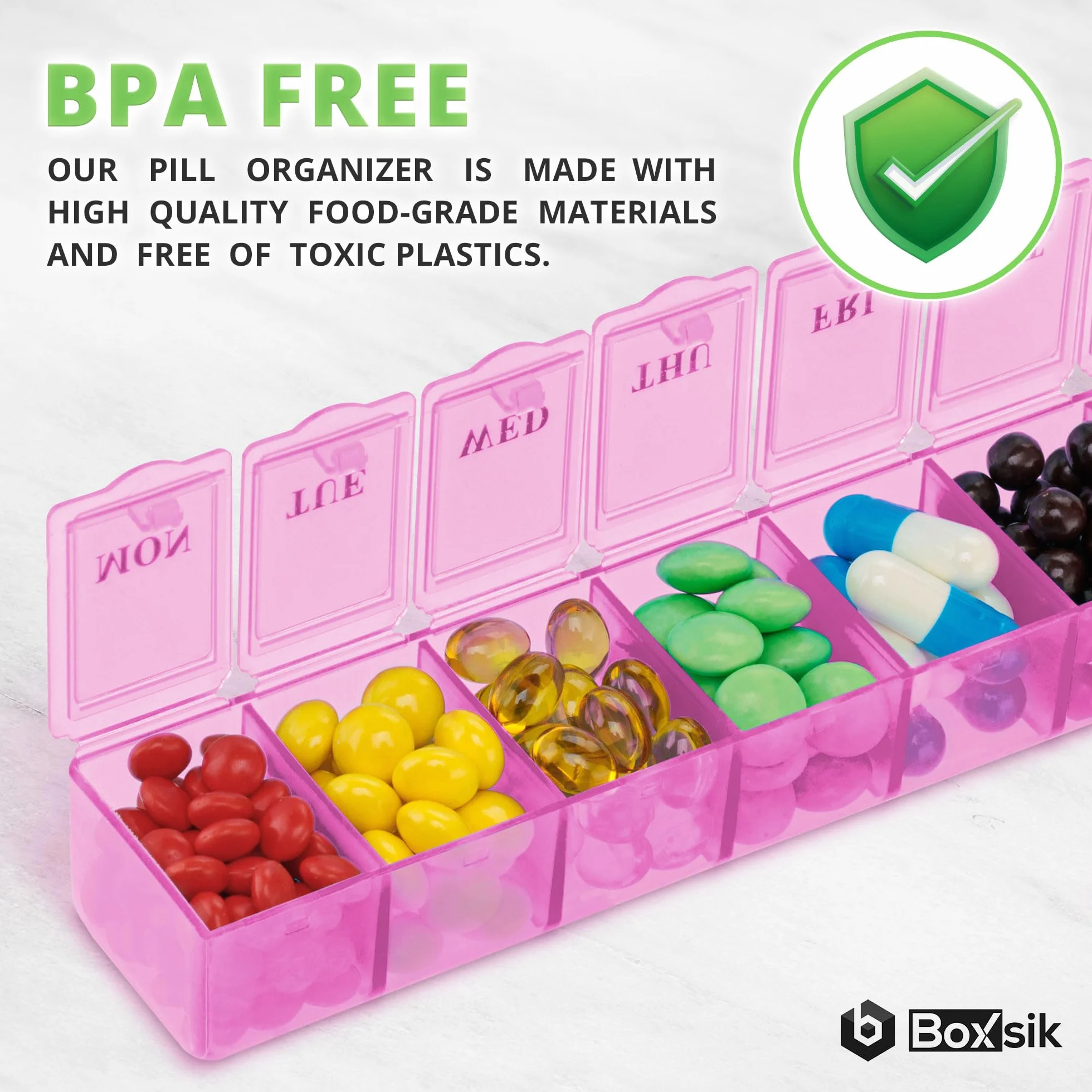 Pill Box Organiser 7-Day 1 Time a Day Medicine Storage Case Weekly Pills Container