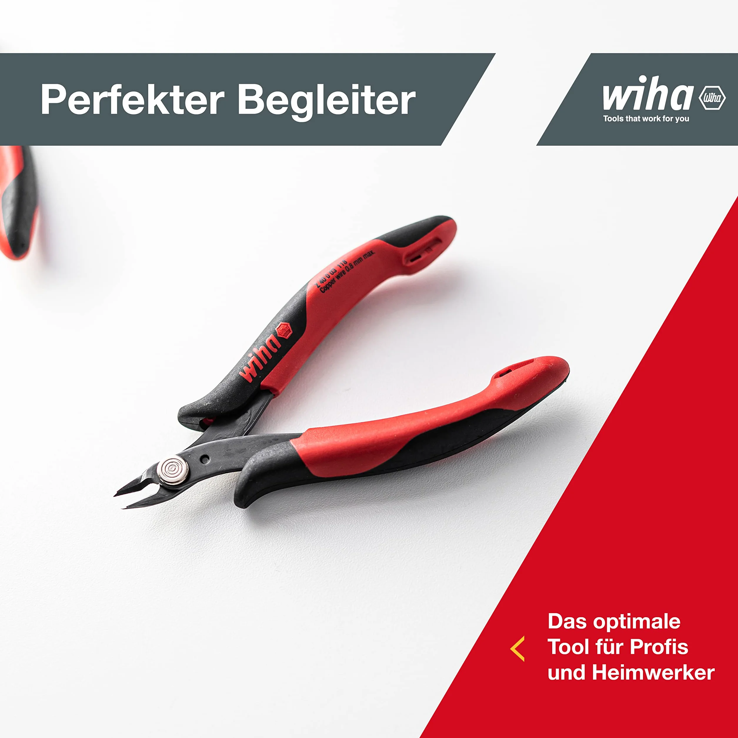 Wiha Szczypce ciętece po ukosie Electronic z bardzo wąską główką, bez zjazdu 128 mm, 5 1/8" (26812)