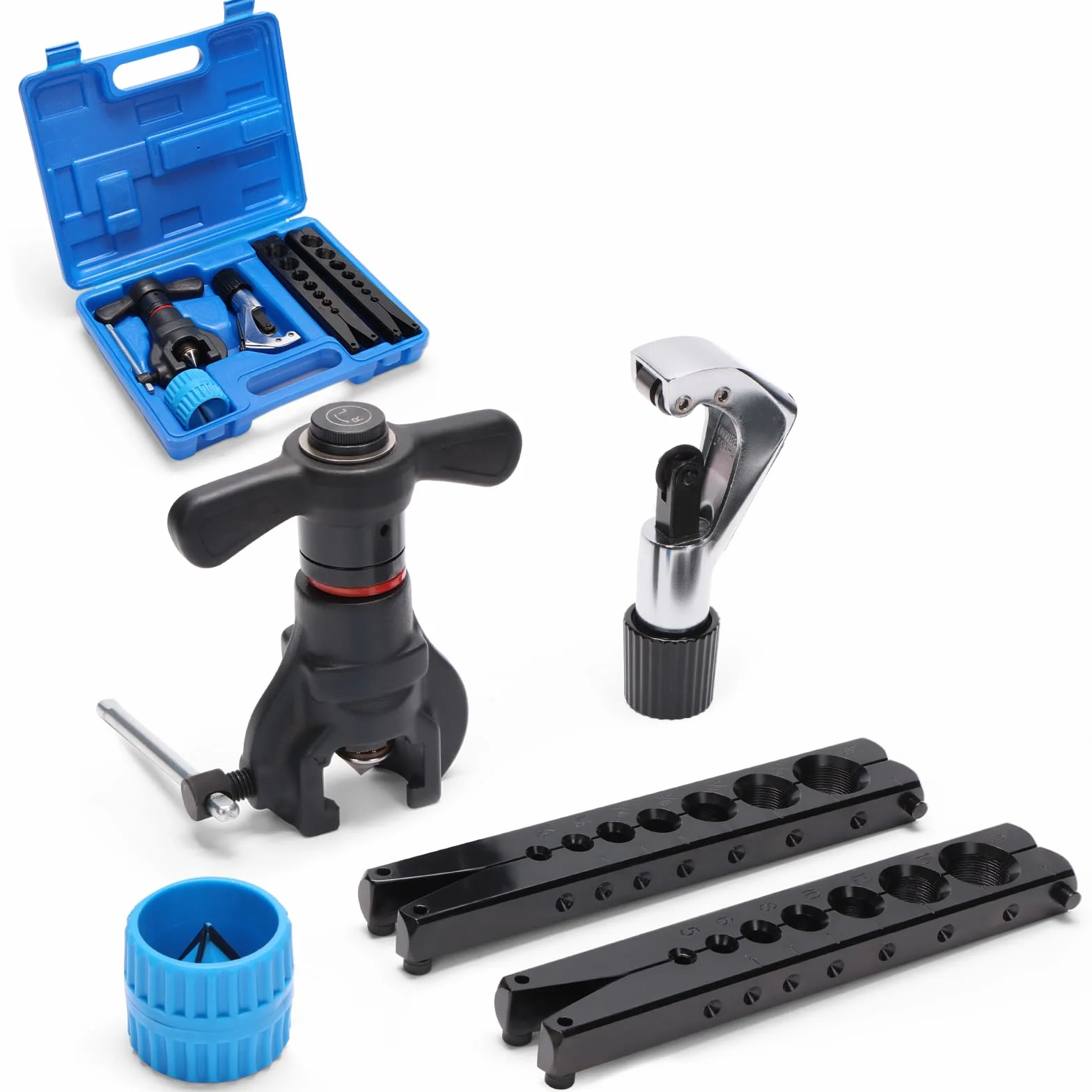 iCrimp Ekscentryczny zestaw narzędzi do zaginania, zestaw narzędzi do rozjaśniania z grzechotką 5-19 mm (3/16" – 3/4") z przecinakiem do rur i usuwania zadziorów, do rur miedzianych, HVAC