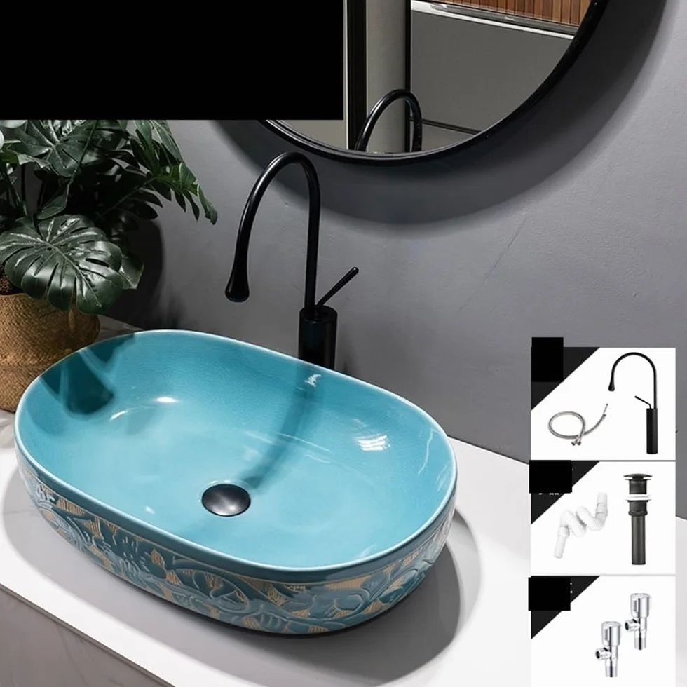 Umywalka łazienkowa Ceramiczna umywalka nablatowa do łazienki z balkonem, apartamentem hotelowym nowoczesny blat