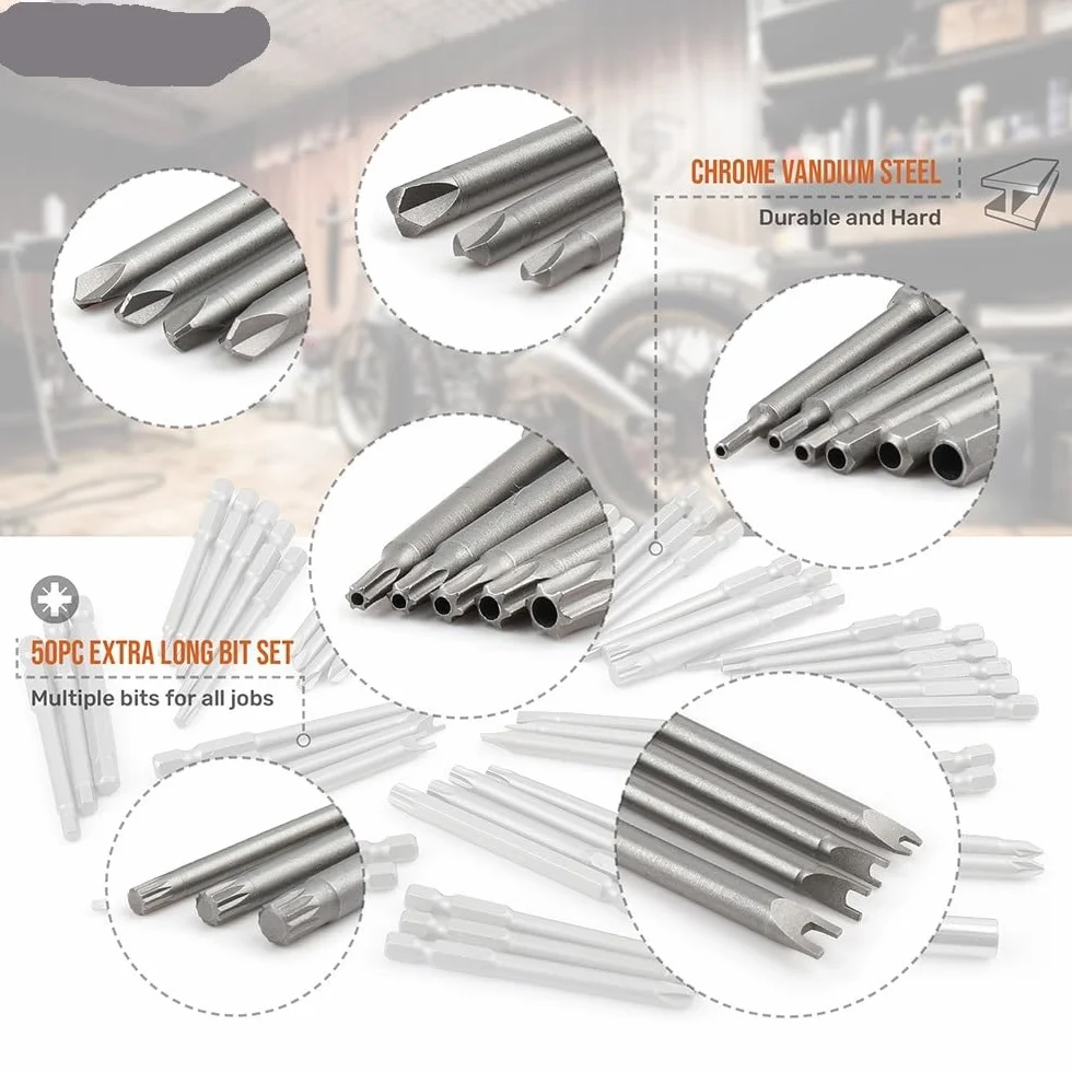 Zestawy wierteł, zestaw, wielofunkcyjnych śrubokrętów, 1/4" ze stali chromowo-wanadowej (51 szt.)(51 Pcs)