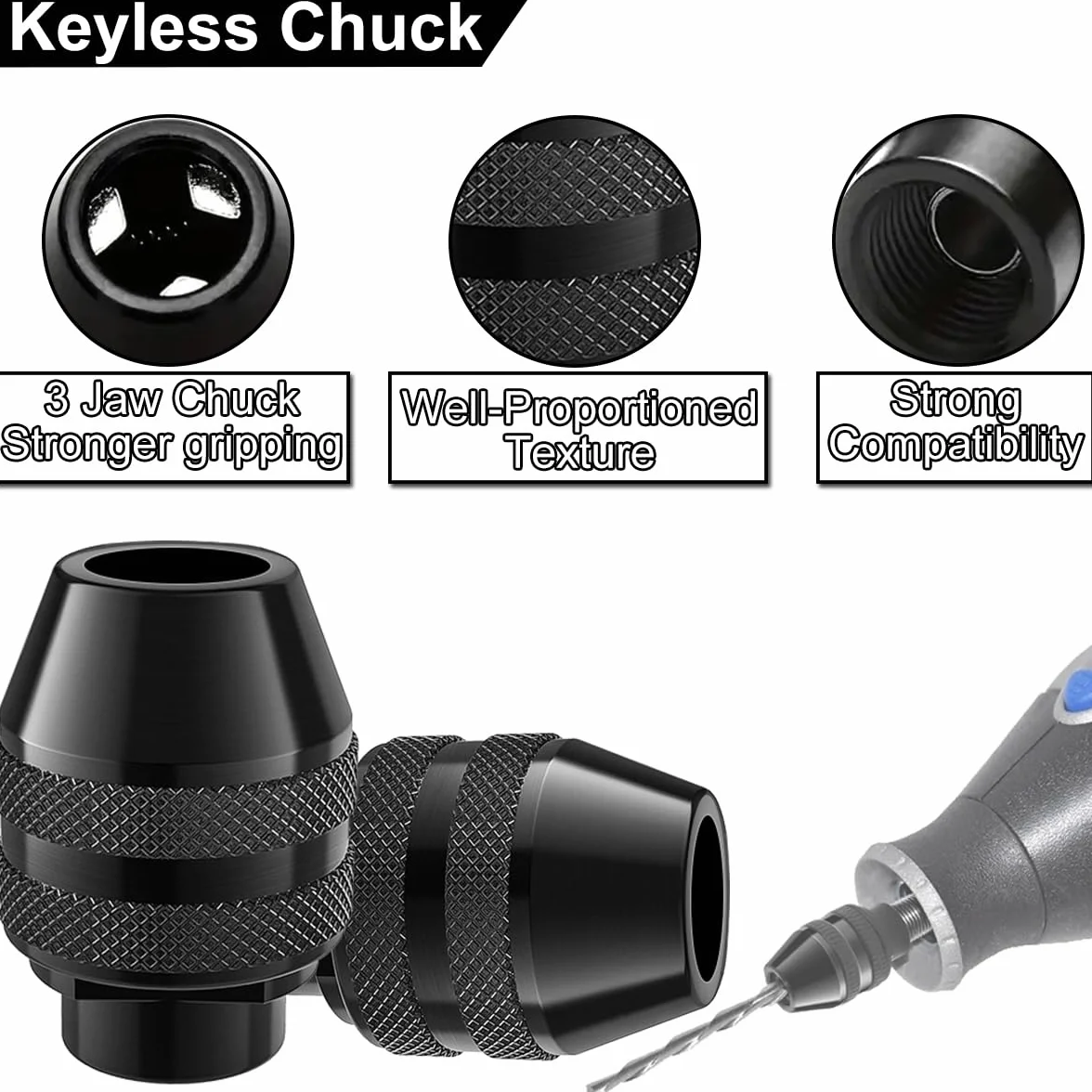 4486 Multi Chuck Set Akcesoria, uchwyt wiertarski M7, mosiężne tuleje wiertarskie 0,8-3,2 mm, metalowa nakrętka 4485, bezkluczykowy uchwyt do szybkiej wymiany, narzędzie obrotowe do Dremel