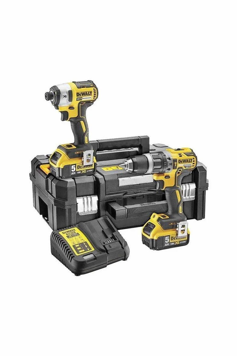 Dewalt DCK266P2T-GB Zestaw Bezszczotkowy Wiertarko-Wkrętarka i Wkrętarka Udarowa w Pudełku, 1 W, 18 V, Żółty/Czarny