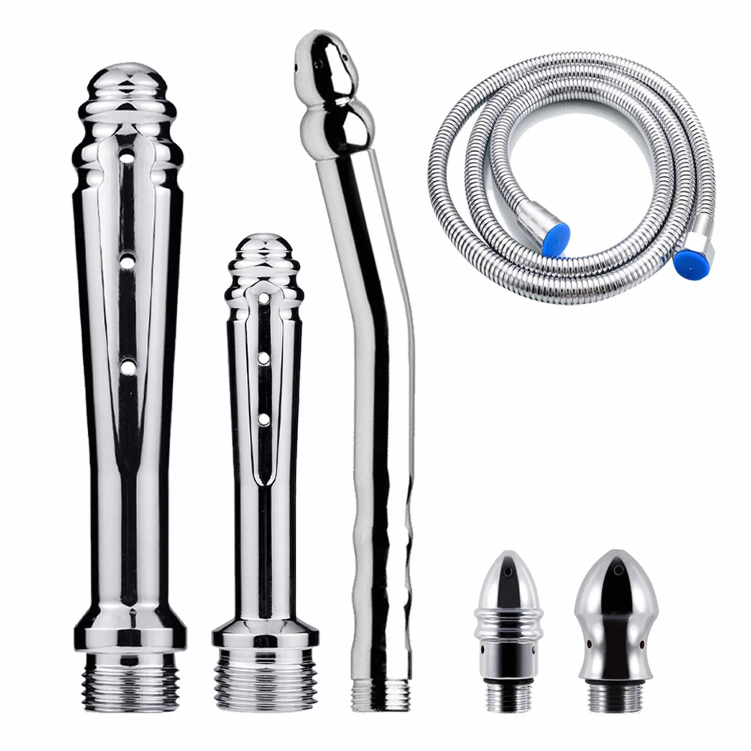 Enema Shower Prysznic analny z 3 głowicami Bowel Cleanse Kit Silver