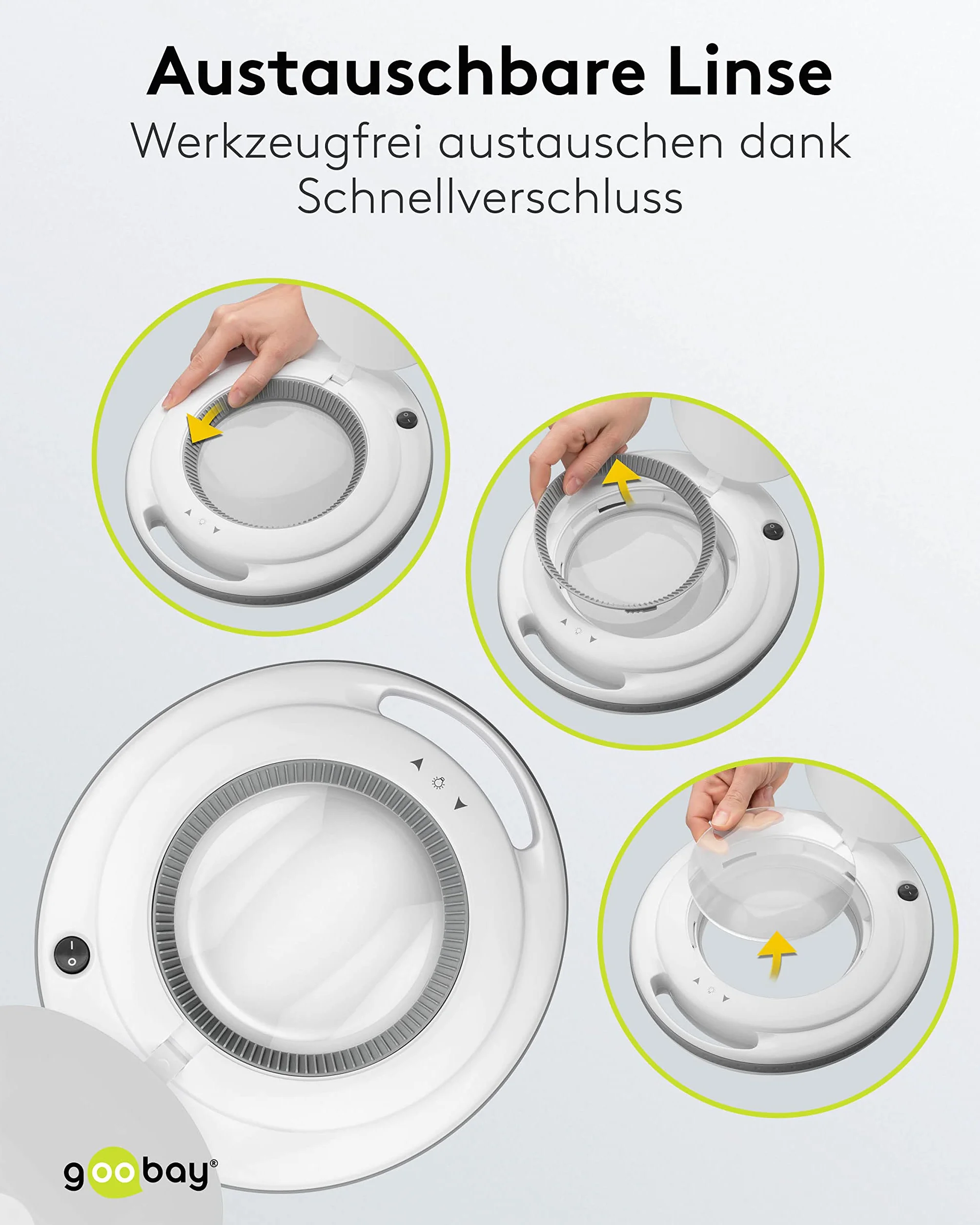 goobay 60362 LED lampa z lupą z zaciskiem/pobór mocy 9 W / 127 mm soczewka ze szkła kryształowego/temperatura barwowa 6400 K/powiększenie 1,75 x/strumień świetlny 83-730 lumenów/biała