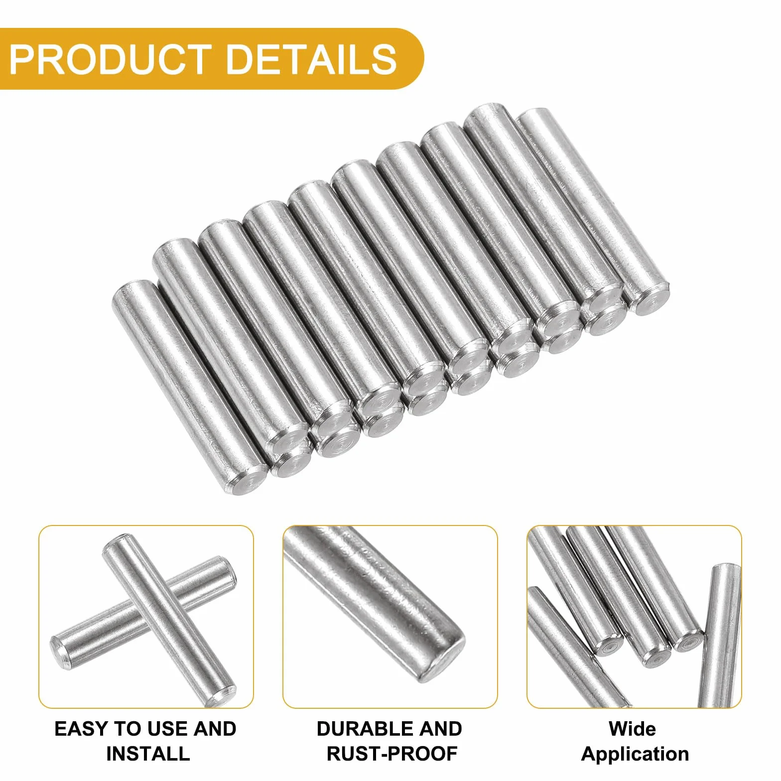 QUARKZMAN 25 szt. 5 mm x 25 mm szpilki do półek, kołki do półek, regulowane szpilki do półek, srebrne elementy mocujące ze stali nierdzewnej (0,19 x 0,98 cala)