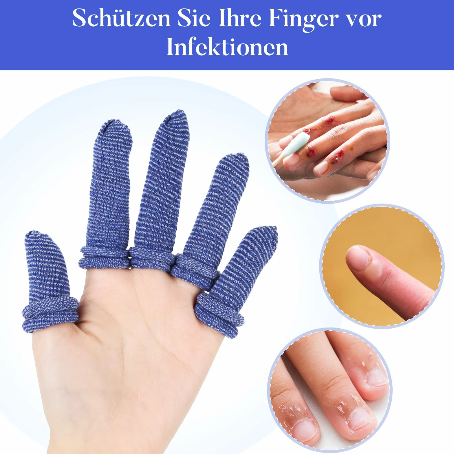 50 sztuk osłonek na palce, oddychające bandaże na palce, bawełniane osłonki na palce Bob, bandaże na palce, rozciągliwe wielokrotnego użytku plastry na palce, ochrona opuszków palców do pracy