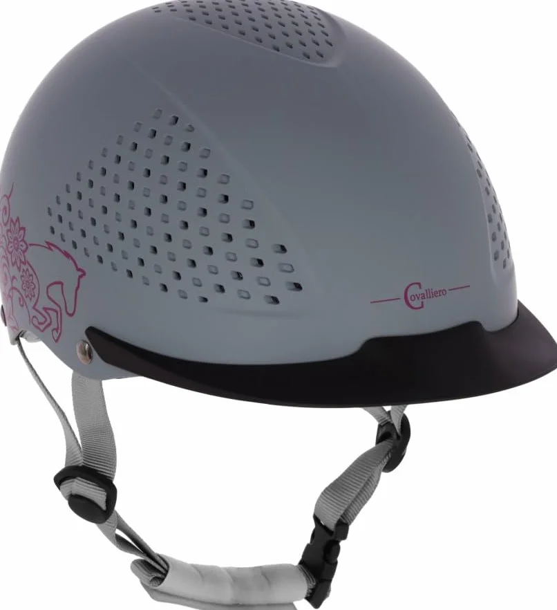 Covalliero 3230153 Kask jeździecki Beauty 2.0, 4-punktowe mocowanie, szary, 52-54 cm