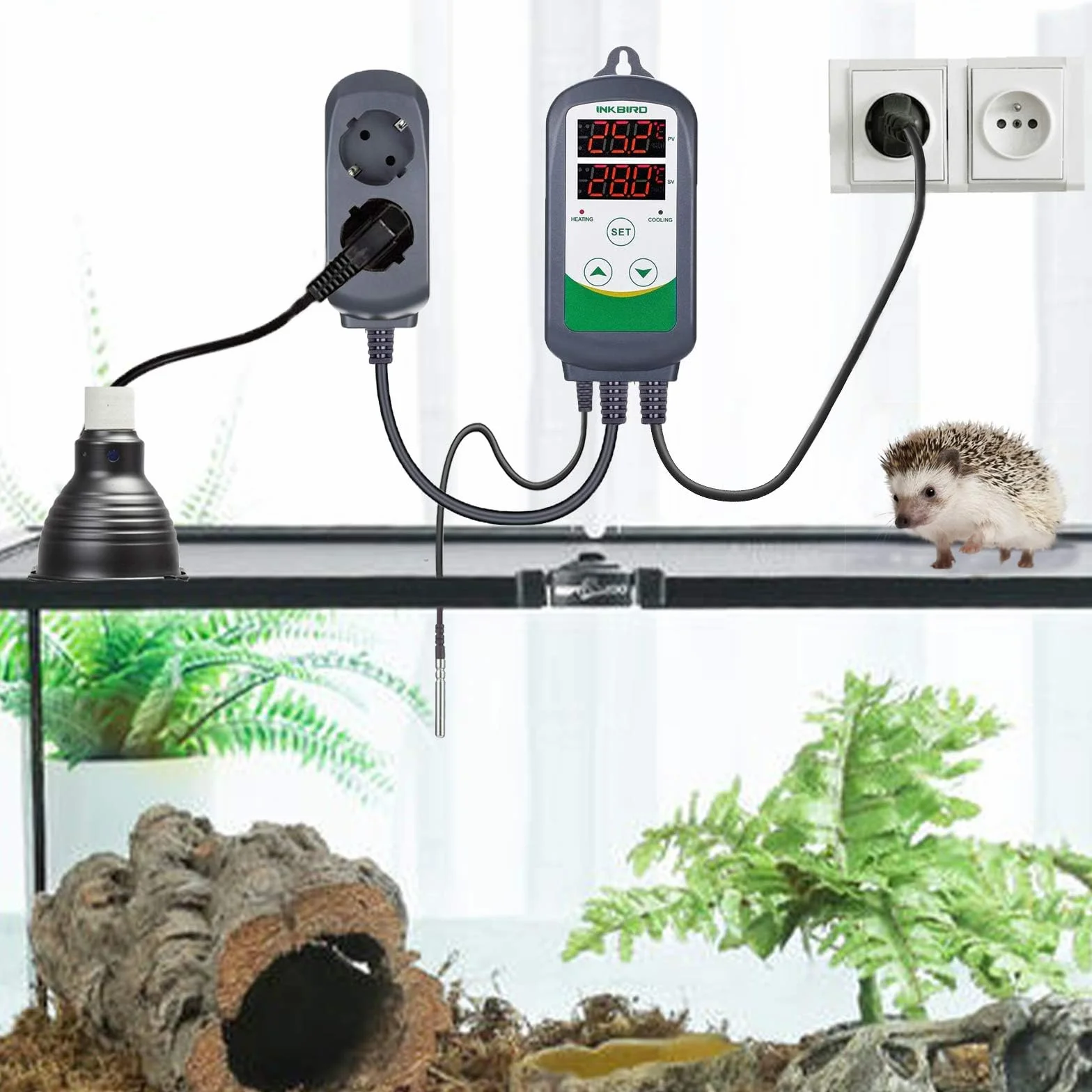 Inkbird ITC-308 Cyfrowy regulator temperatury z czujnikiem, przełącznikiem temperatury ogrzewania i chłodzenia, termostatem 230V