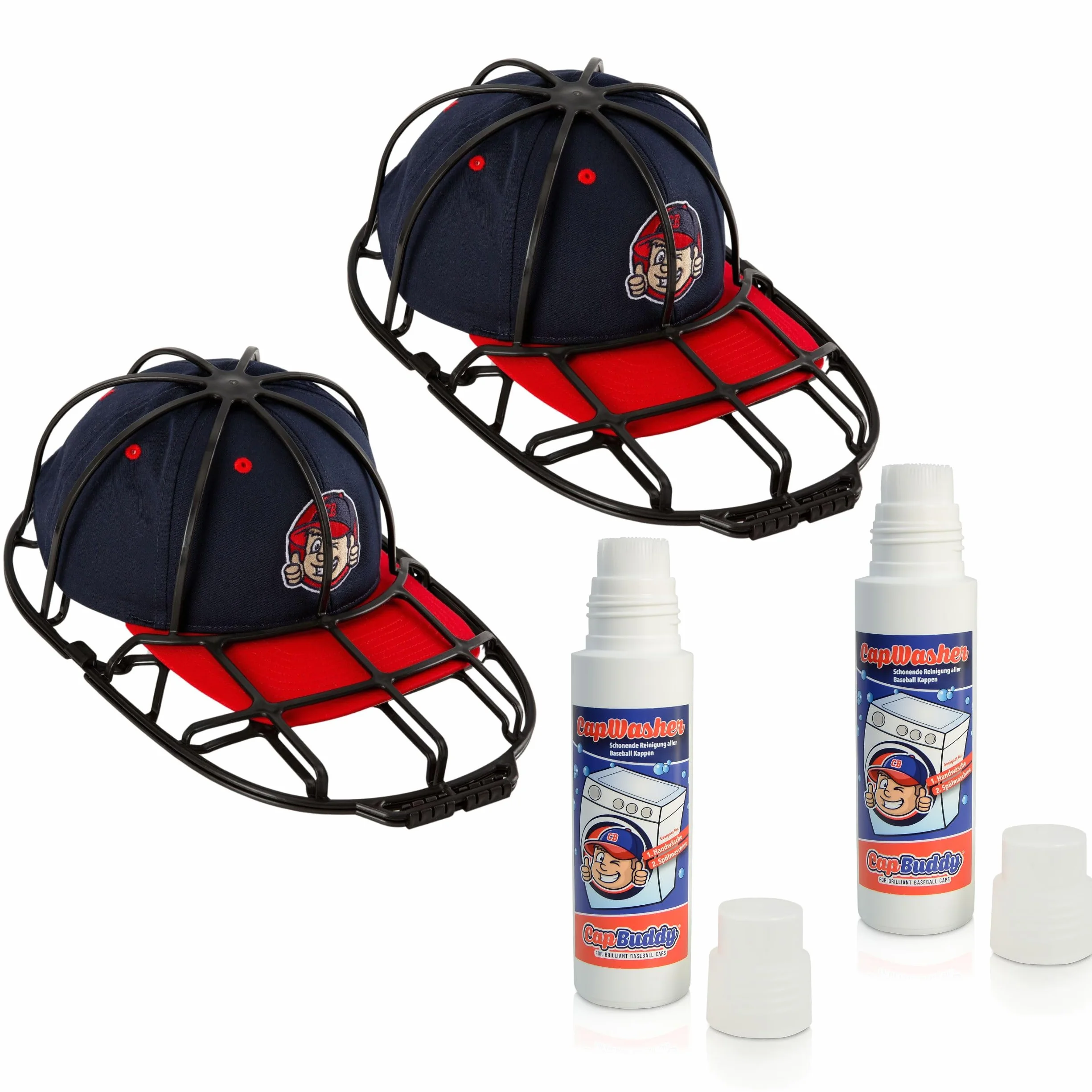 & Cap Washer cudowny środek piorący z głowicą szczotki do mycia w zmywarce, 2 Cap Buddy & 2 Cap Washer, jeden rozmiar