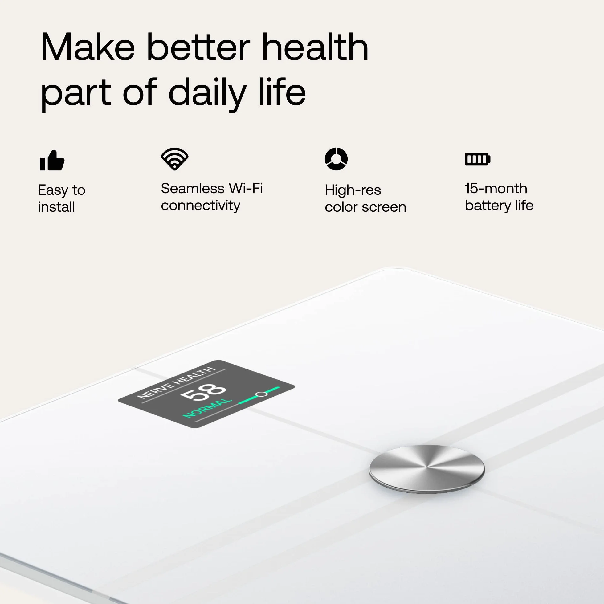 Withings Body Comp waga Wi-Fi Bluetooth analiza składu ciała biała