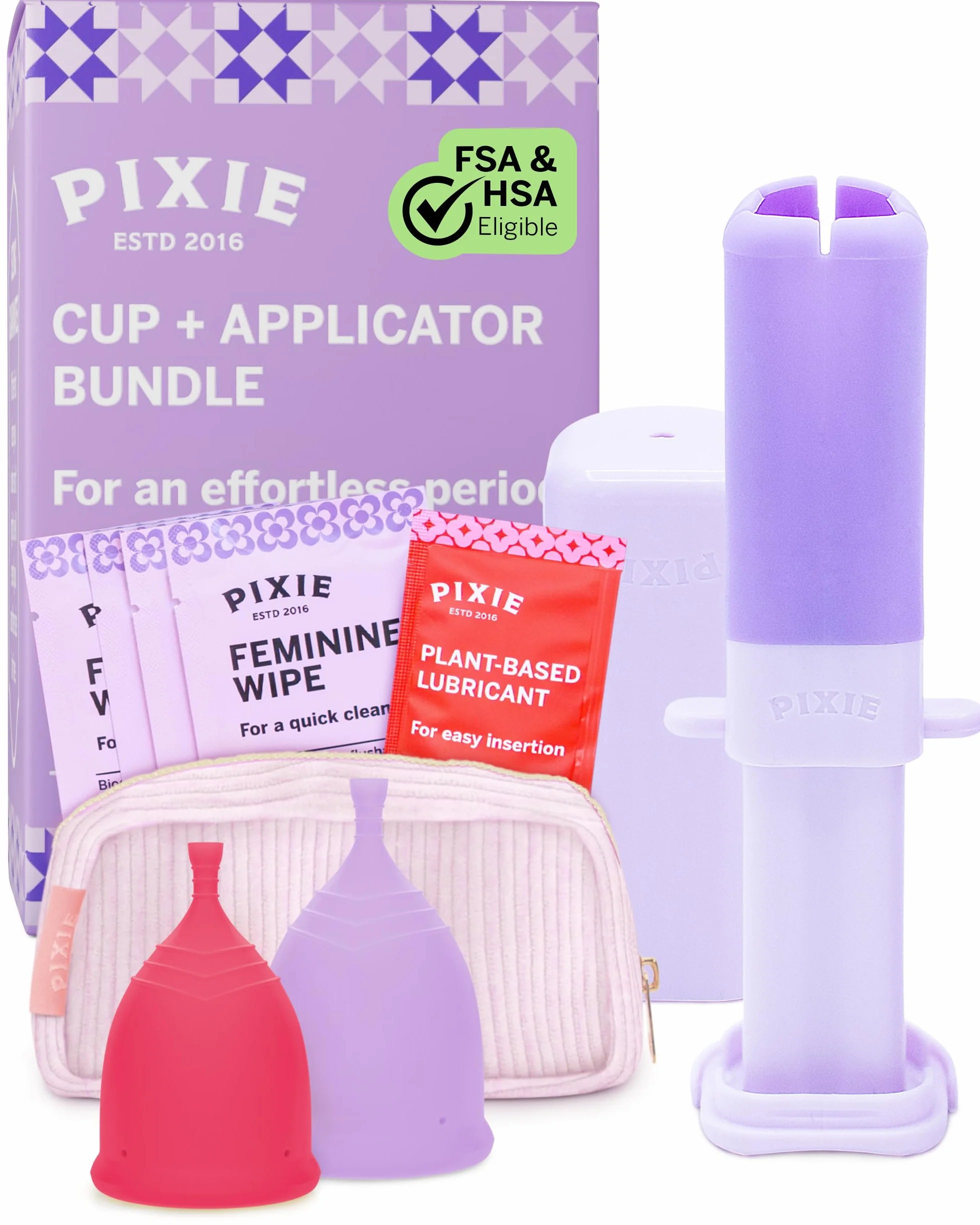 Menstrual Cup Bundle with Applicator - 100% Medical-Grade Silicone - Reusable Period Cup, 4 & 6 Tampon Capacity