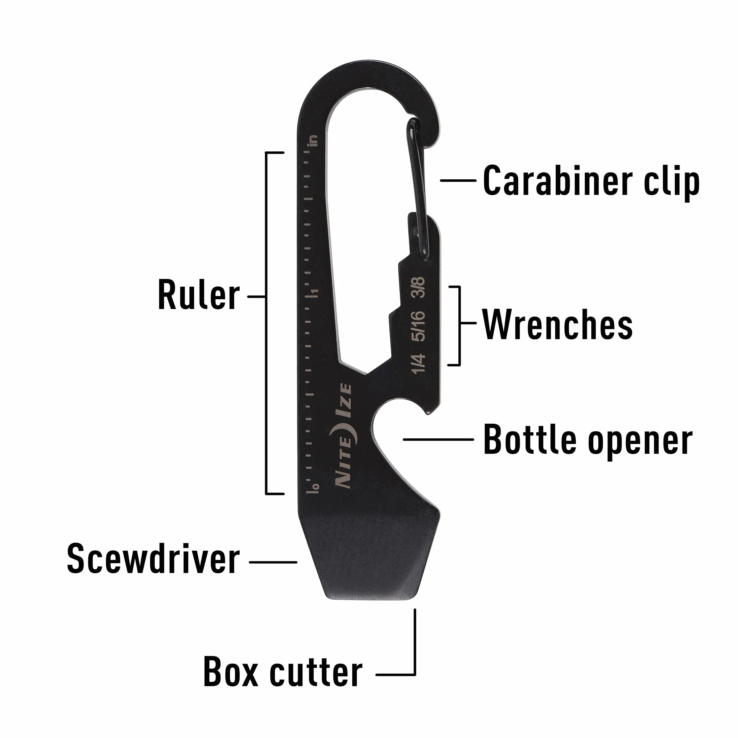 Nite Ize Narzędzie wielofunkcyjne DoohicKey, czarne, NI-KMT-01-R3, 7 cm, czarny, 7 cm, brelok