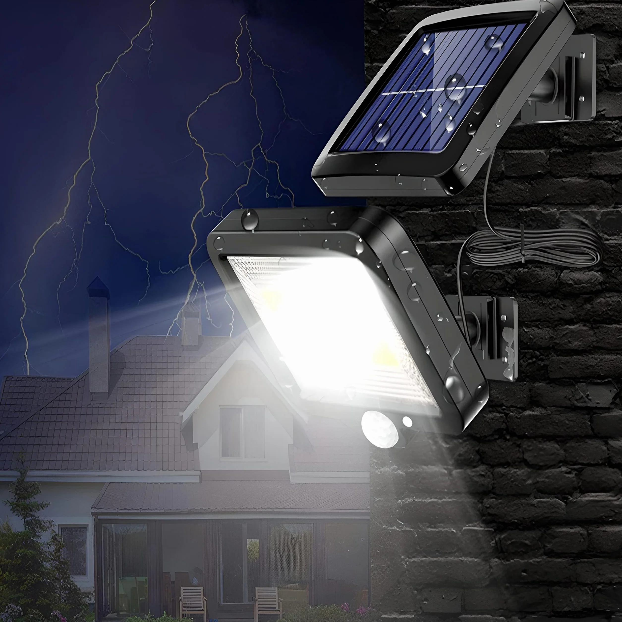 Retoo Lampa solarna z czujnikiem ruchu na zewnątrz ze 100 diodami LED wodoodporność IP44 światło słoneczne na zewnątrz kinkiety słoneczne do ogrodu 4000 mAh 1000 lumenów bezpieczne kinkiety