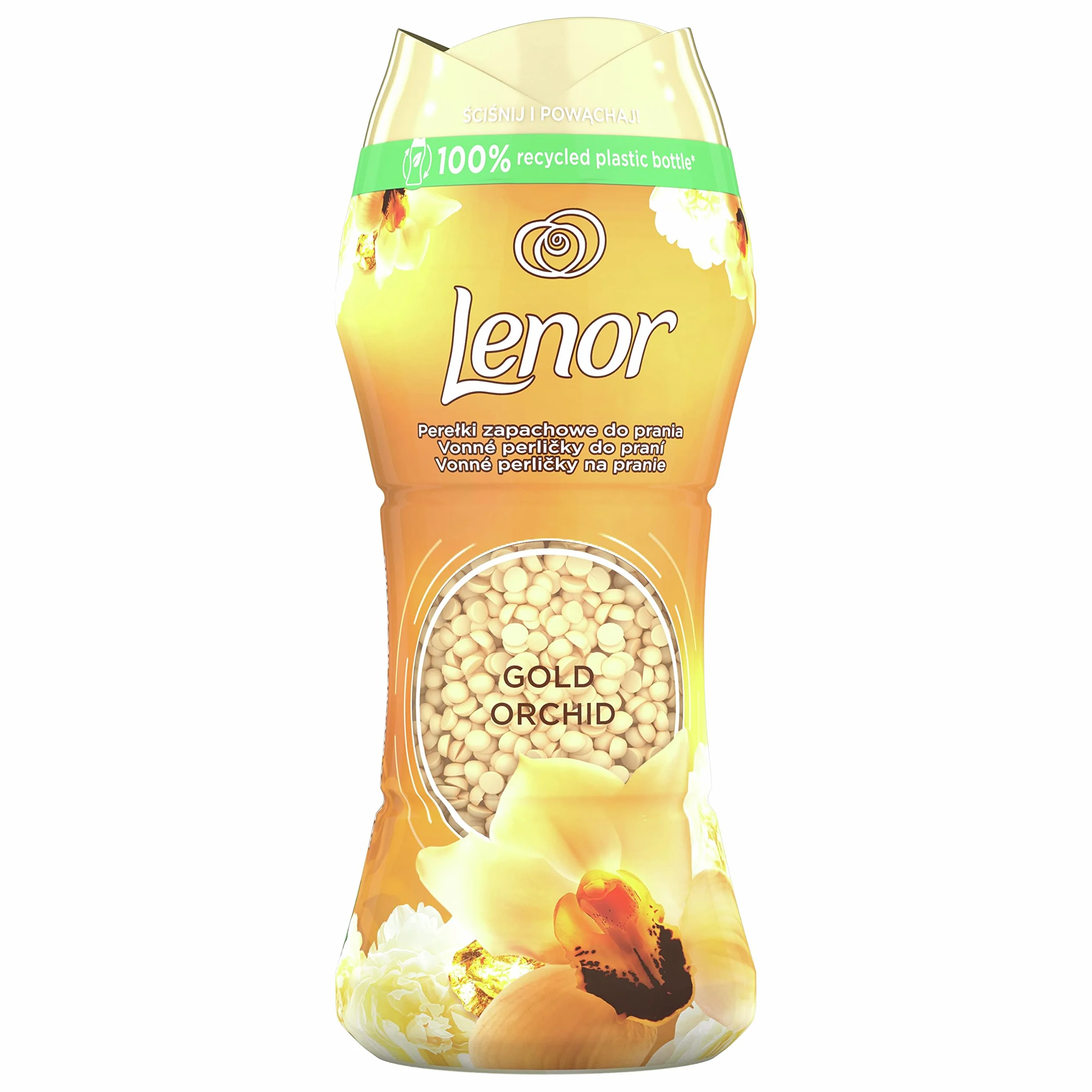 Lenor Perełki Zapachowe do Prania (6 x 210g) Gold Orchid, Pozostawiają Świeży Zapach na Tkaninach do Następnego Prania, Zapach z Nutą Wanilii