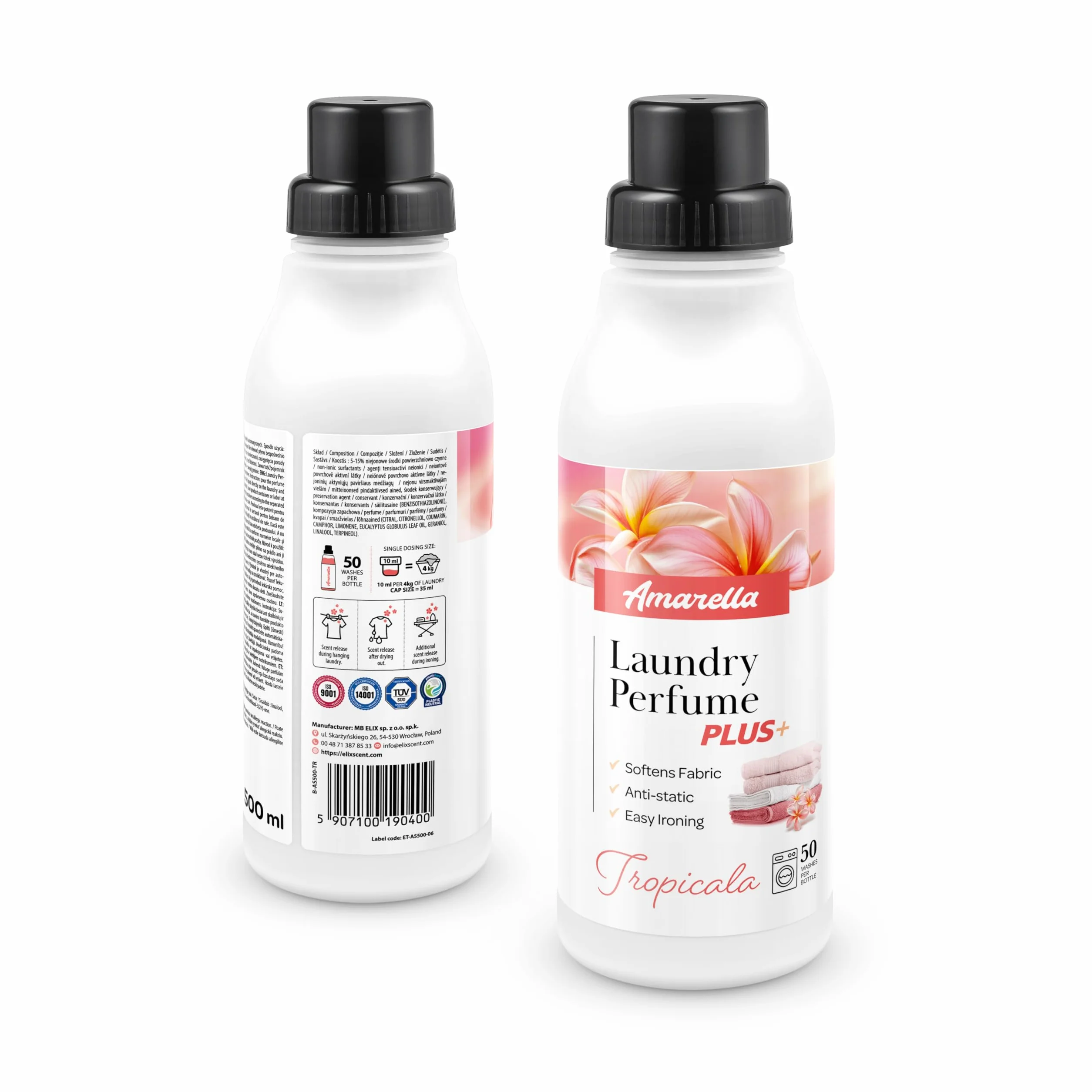 ELIX Tropicala perfumy do prania, lawendowe, cytrusowe, odświeżenie tekstyliów, 500 ml, na 50 cykli prania