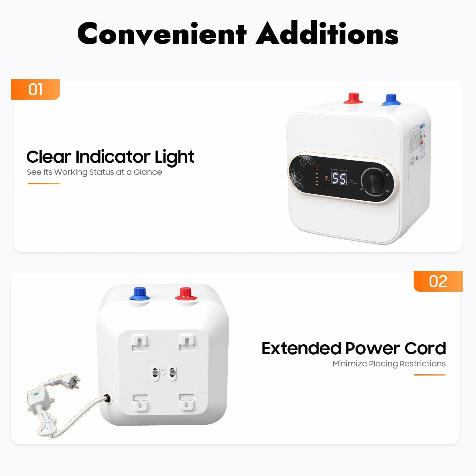 Podszafkowy bojler 8 l, 1500 W, 220 V, odporny na ciśnienie, mała pamięć, zbiornik ciepłej wody, mini podgrzewacz wody 30-65°C do umywalek, kuchni, łazienki