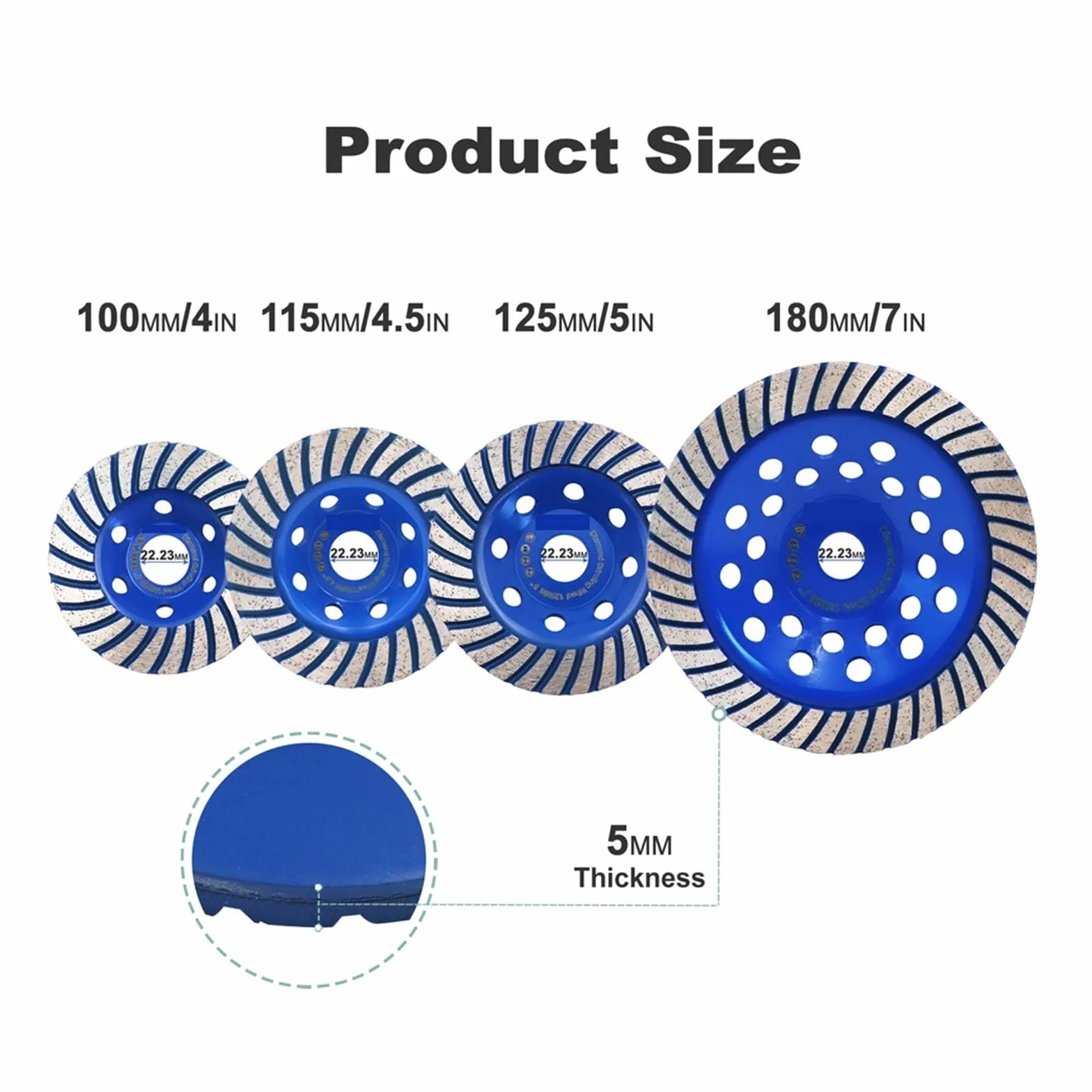 Diamentowa tarcza polerska, 1pc diamentowe tarcze szlifierskie Turbo Cup koła tnące do betonu narzędzia do polerowania marmuru Dia100/115/125/180mm Narzędzia do polerowania(Size:1pc 180mm)