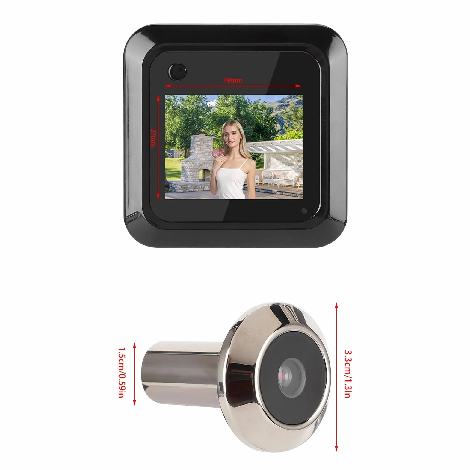 Inteligentny Wizjer Drzwiowy o Przekątnej 2,4 Cala Wyświetlacz TFT LCD Kamera Szerokokątna 0,3 MP 95° Nagrywanie zdjęć Ciekłokrystaliczny Wyświetlacz TFT o Przekątnej 2,4 Cala