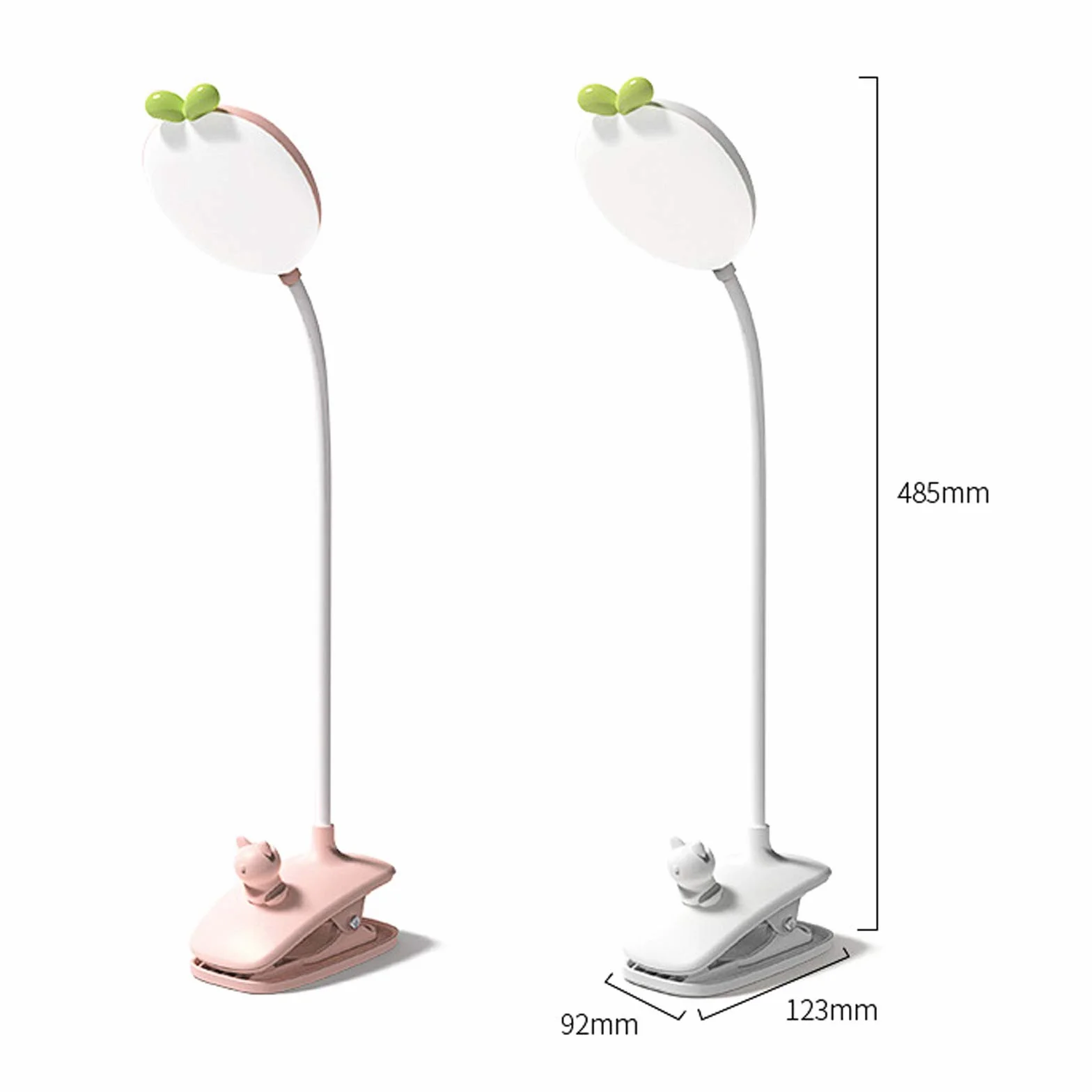HKLY Lampka zaciskowa do łóżka dla dzieci, lampka do czytania, 42 diody LED, 360°, elastyczna, dotykowa, z przełącznikiem, 3 kolory, 5 ustawień jasności, ładowana USB, różowa