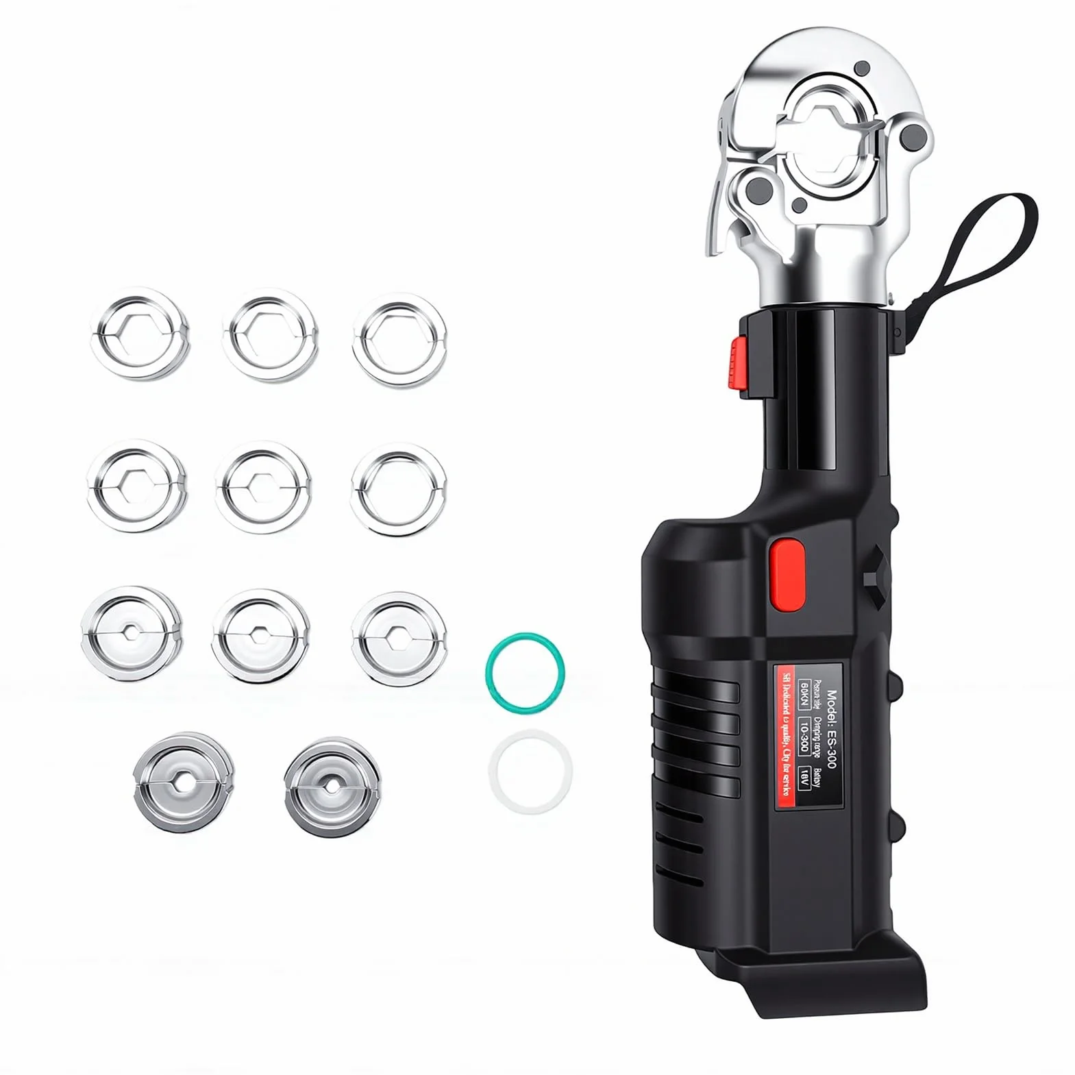LiebeWH Bezprzewodowe Elektryczne Hydrauliczne Narzędzie do Zaciskania 60 KN, Akumulator 18V, Zaciskarka do Kabli z Wyświetlaczem LED i obrotową głowicą Miedzianych i Aluminiowych