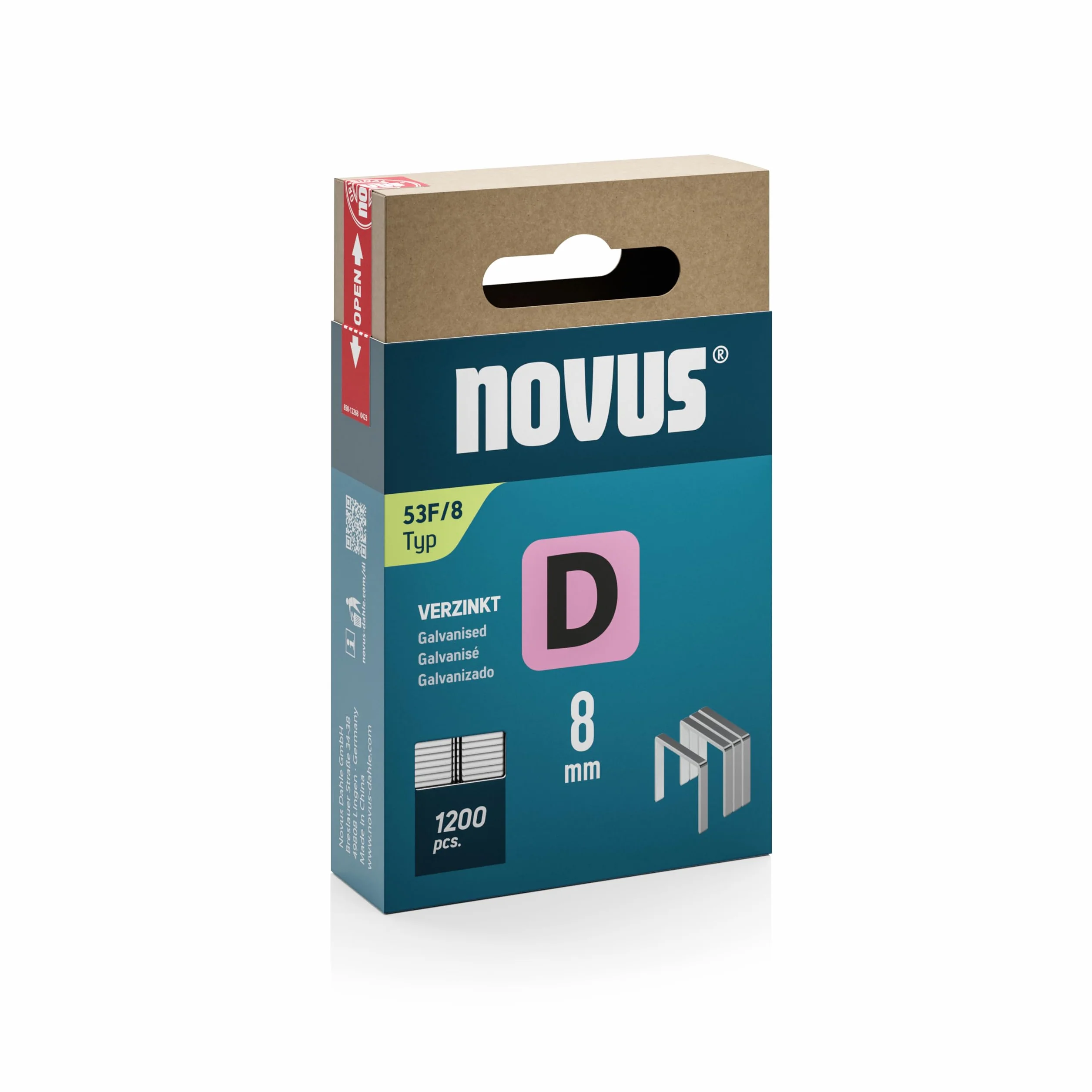 Novus 042-0789 zszywki druciane typu 53 F 8 mm (szerokość grzbietu: 11,3 mm, szerokość drutu: 1,25 mm, 1200 sztuk, materiał: ocynkowany drut stalowy)