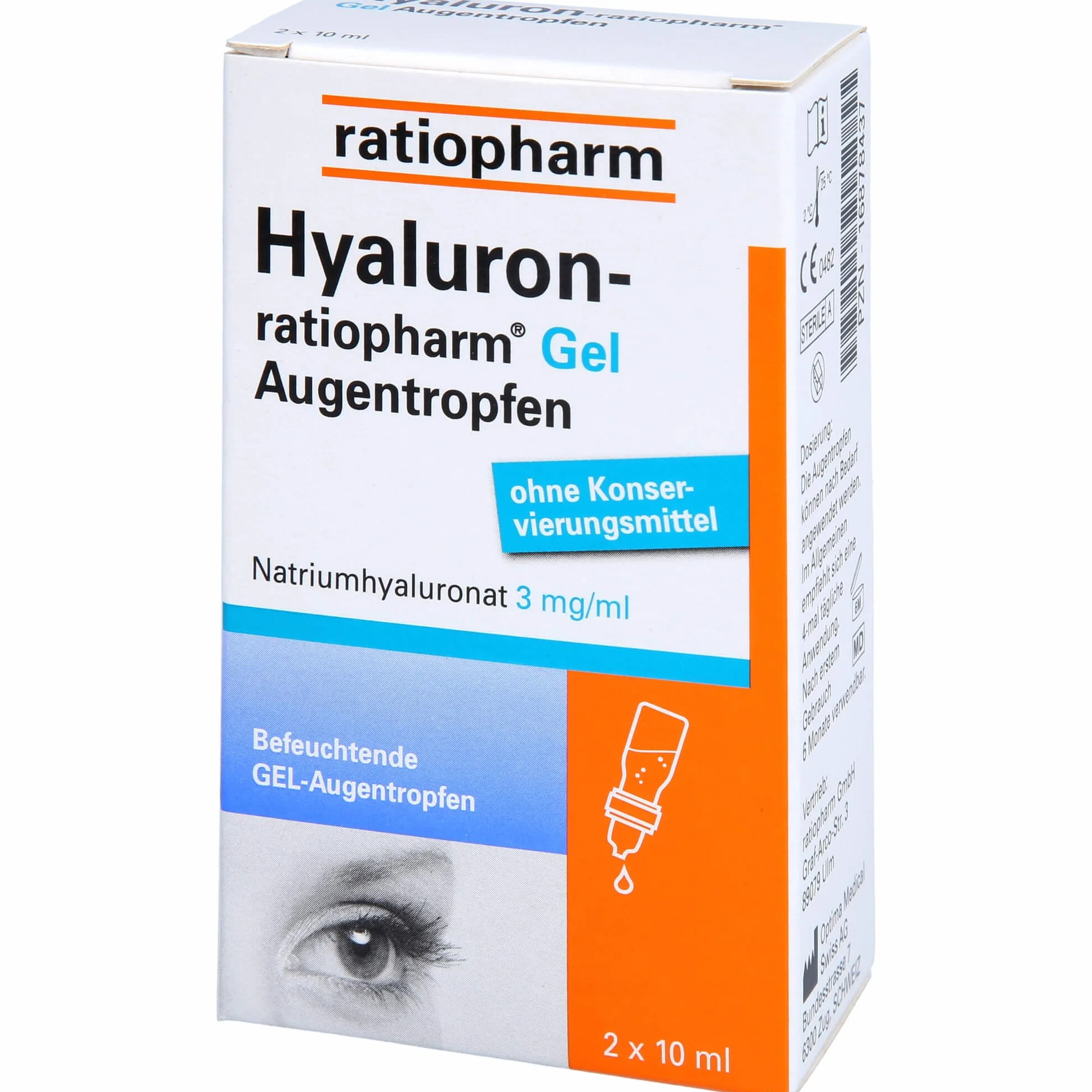 HYALURON-RATIOPHARM żel krople do oczu 2 x 10 ml